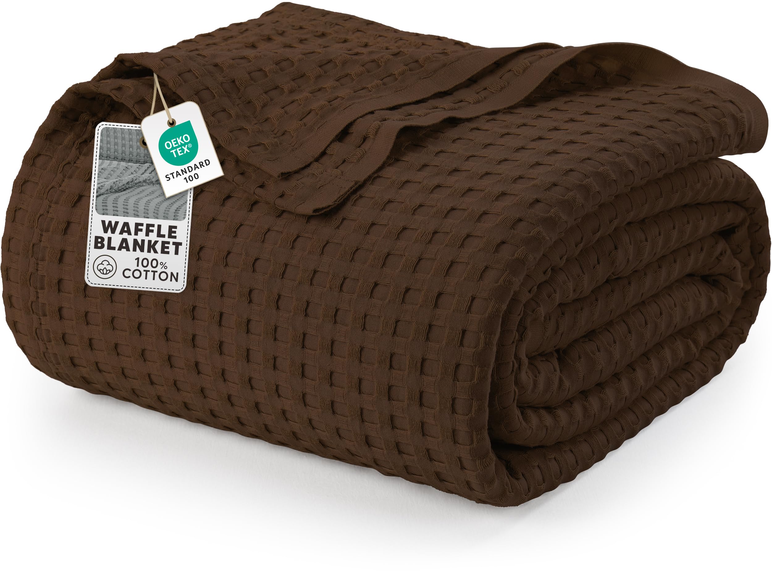 Utopia Bedding 100% Cotton Waffle Weave Blanket Queen Size for Bed - Lightweight, Breathable Summer Blankets Soft and Cozy, Gifts for Women Home Room Decor (White, 90x90 Inch)