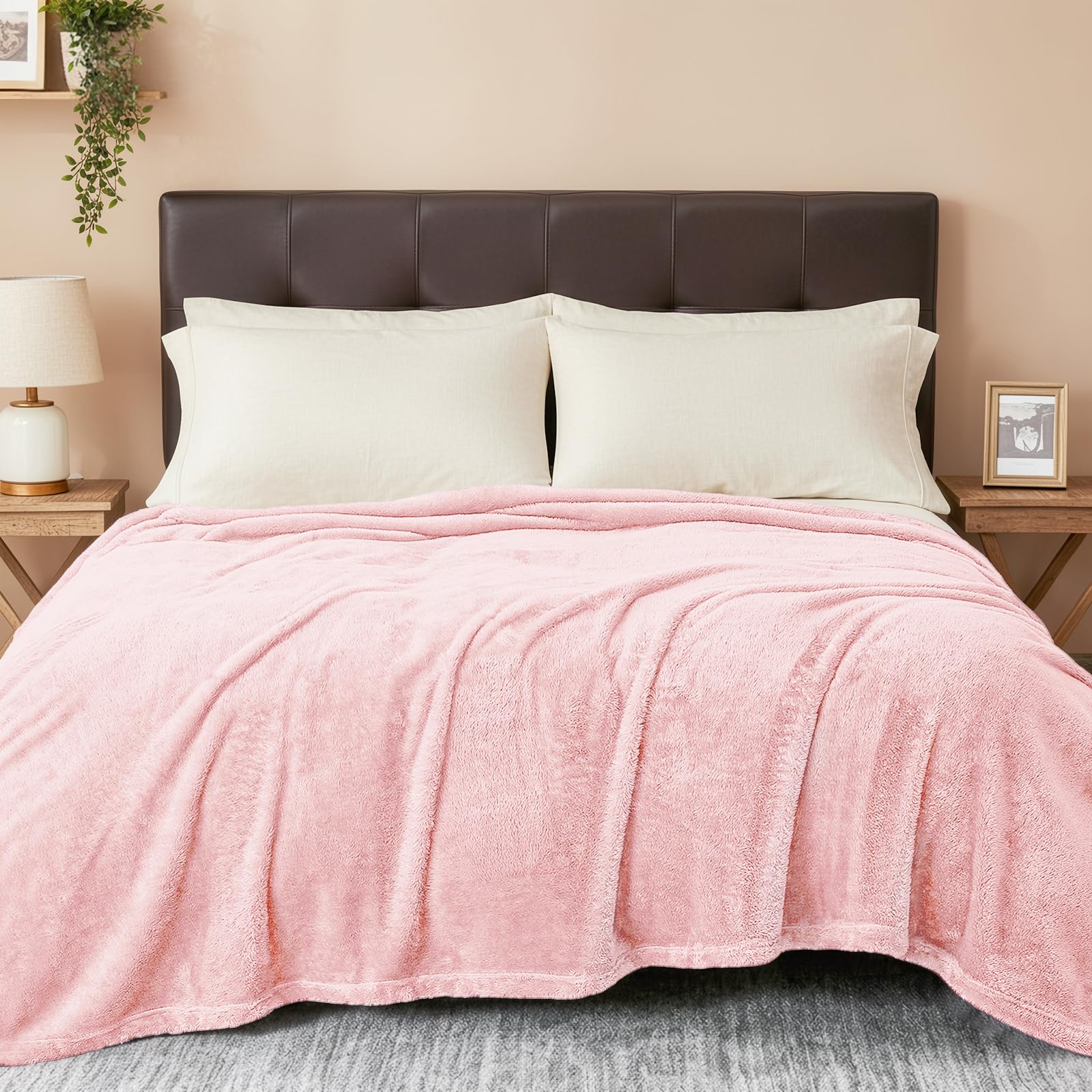 Exclusivo Mezcla Plush Fuzzy Fleece Throw Blanket Extra Large, Super Soft, Fluffy and Warm Blankets for Couch, Bed, All Season Use (50x70 Inches, Pink)