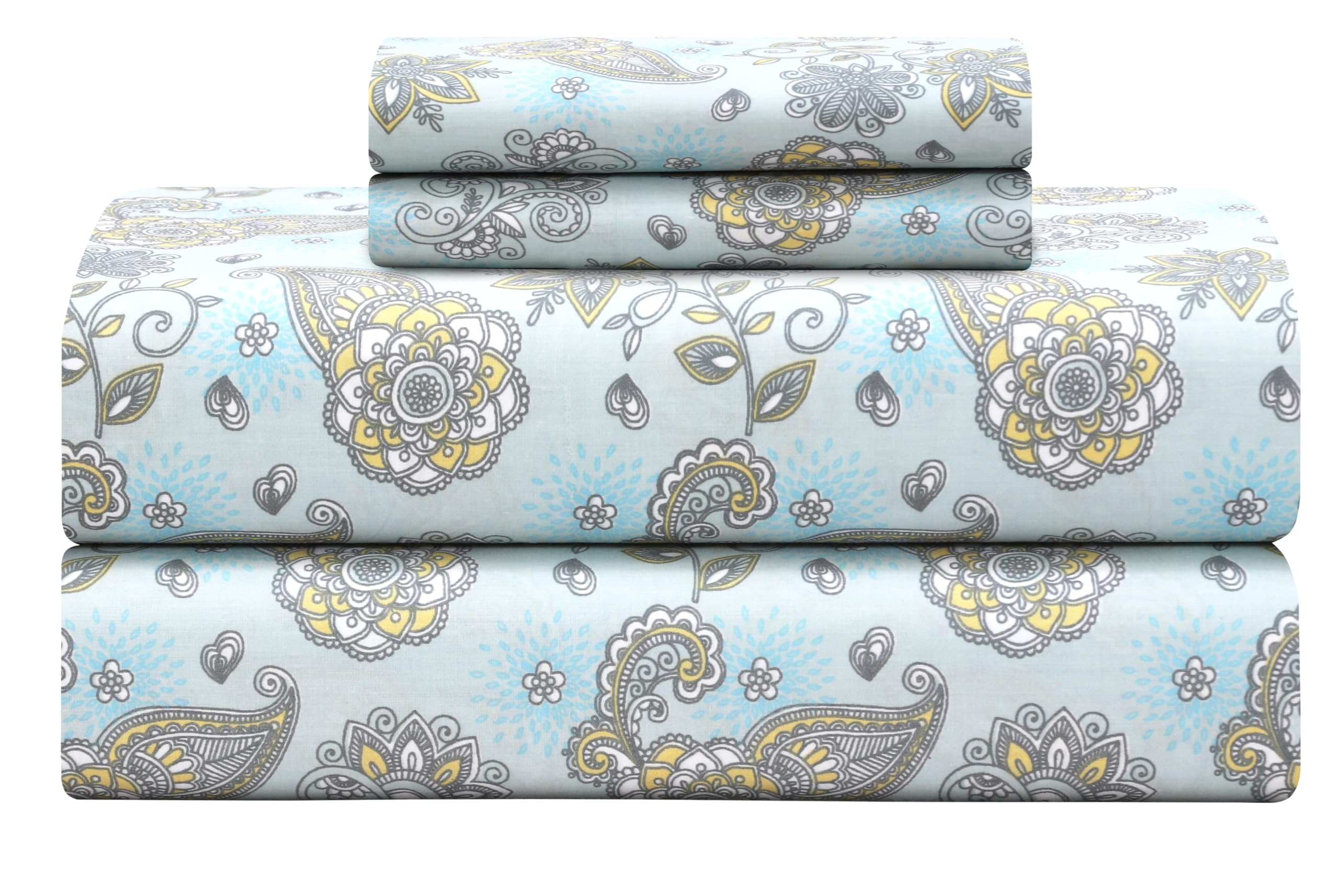 Feather & Stitch Softest 100% Cotton Sheets, 300 Thread Count Percale Weave Bedding, 16" Deep Pocket, Cooling Sheets, Breathable Bed Set, Hotel Premium Quality (Queen, Victorian Floral)