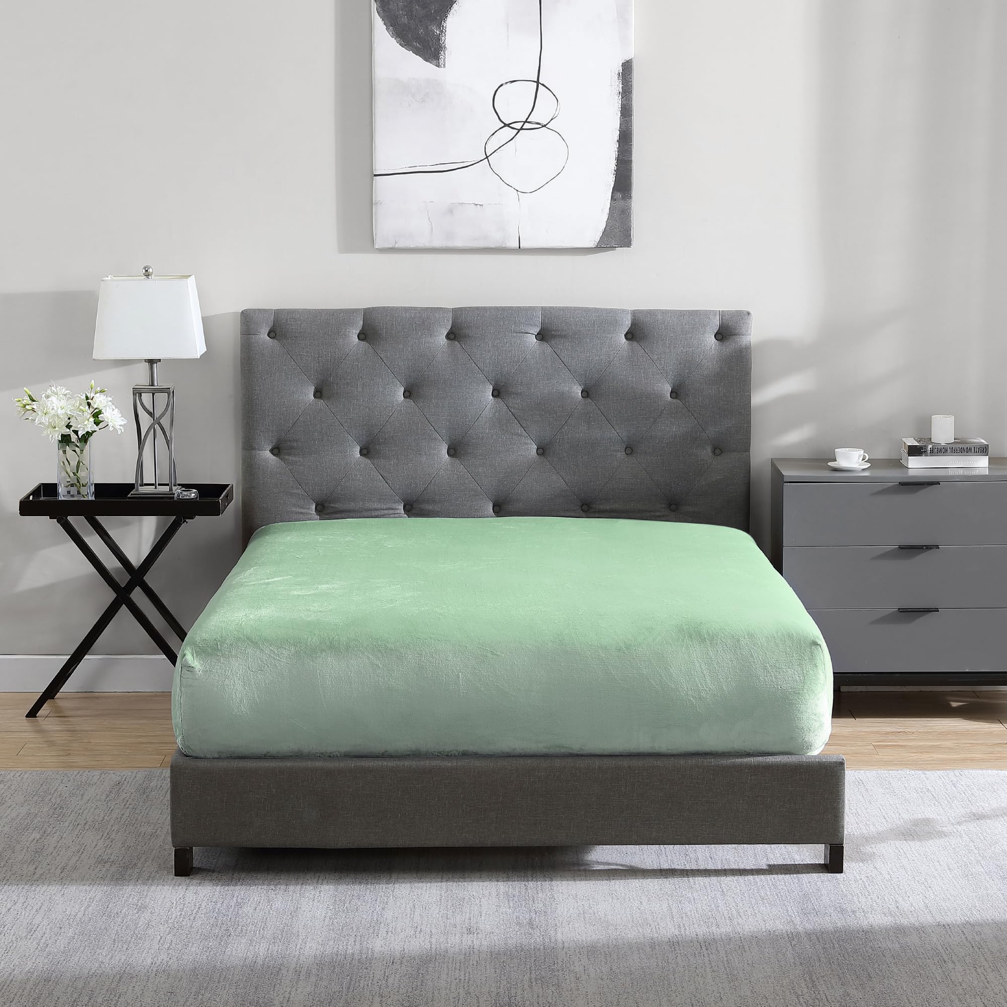 Cathay Home Full Plush Fur Fitted Sheet - Ultra Soft & Thick Plush Fur - All Season Cozy Warmth - 12" Deep Pocket Fitted Sheet Only (Full, Blush)