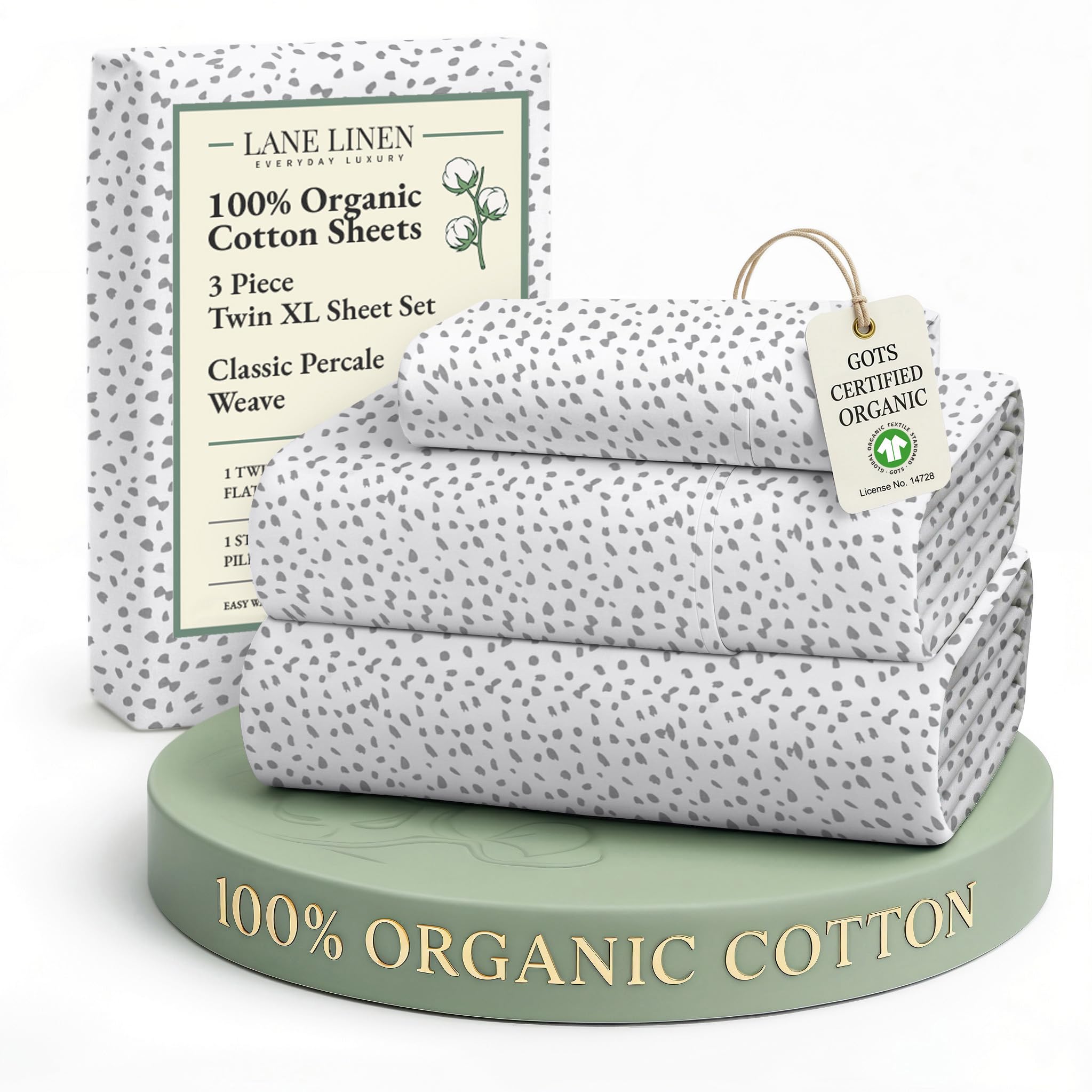 LANE LINEN Eco Friendly 100% Organic Cotton Twin Sheet Set, Hotel Quality Premium Bedding Sheets & Pillowcases Set Twin Size, Soft & Comfy Percale Sheets, Machine Wash Bed Sheets- Sepia Rose