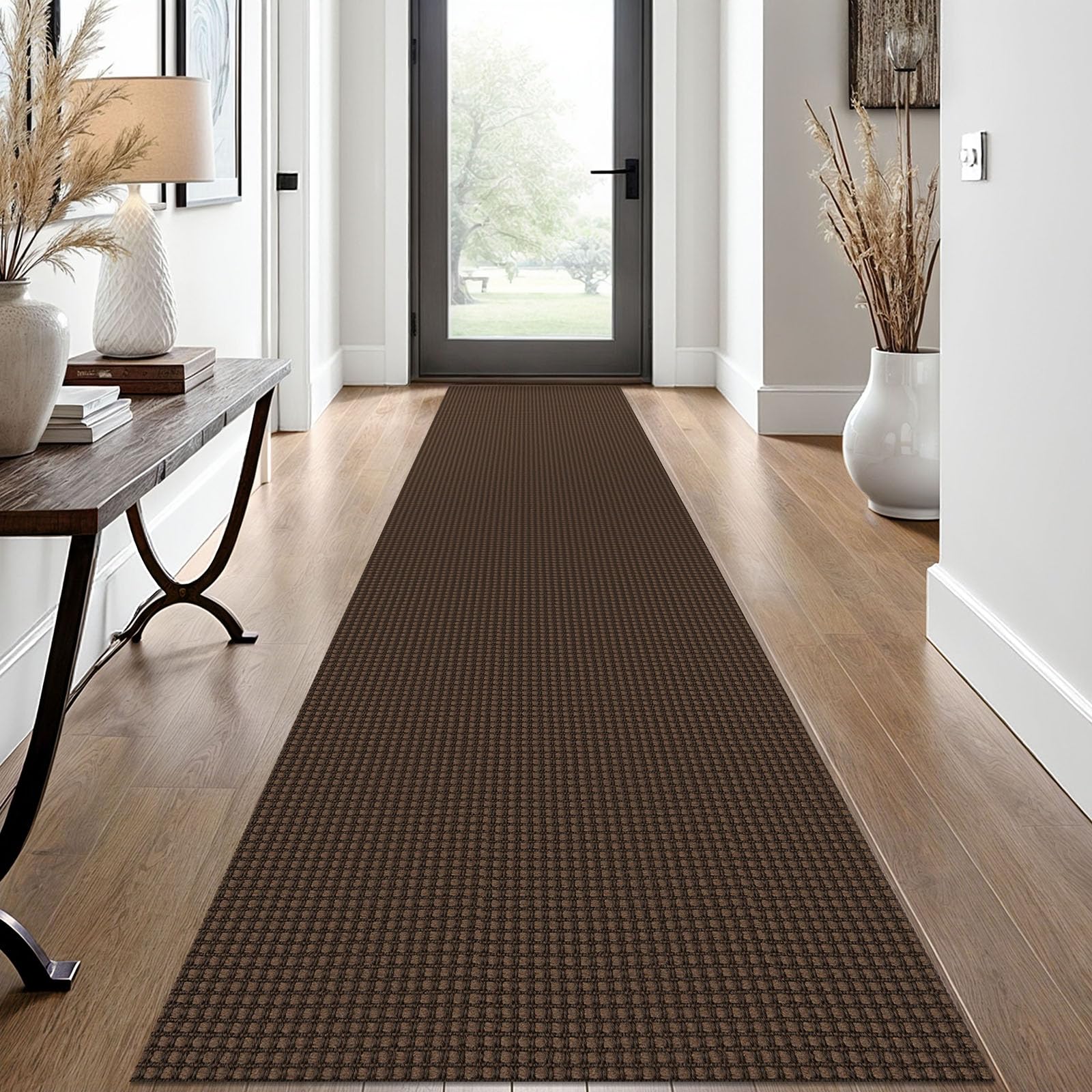 EARTHALL Woven Runner Rug 2x5 Ft Washable Runners for Hallways Cotton Non Slip Rubber Backed Kitchen Runner Braided Indoor Floor Carpet for Entryway, Hallway, Kitchen, Bedroom, Orange/Tan/Brown