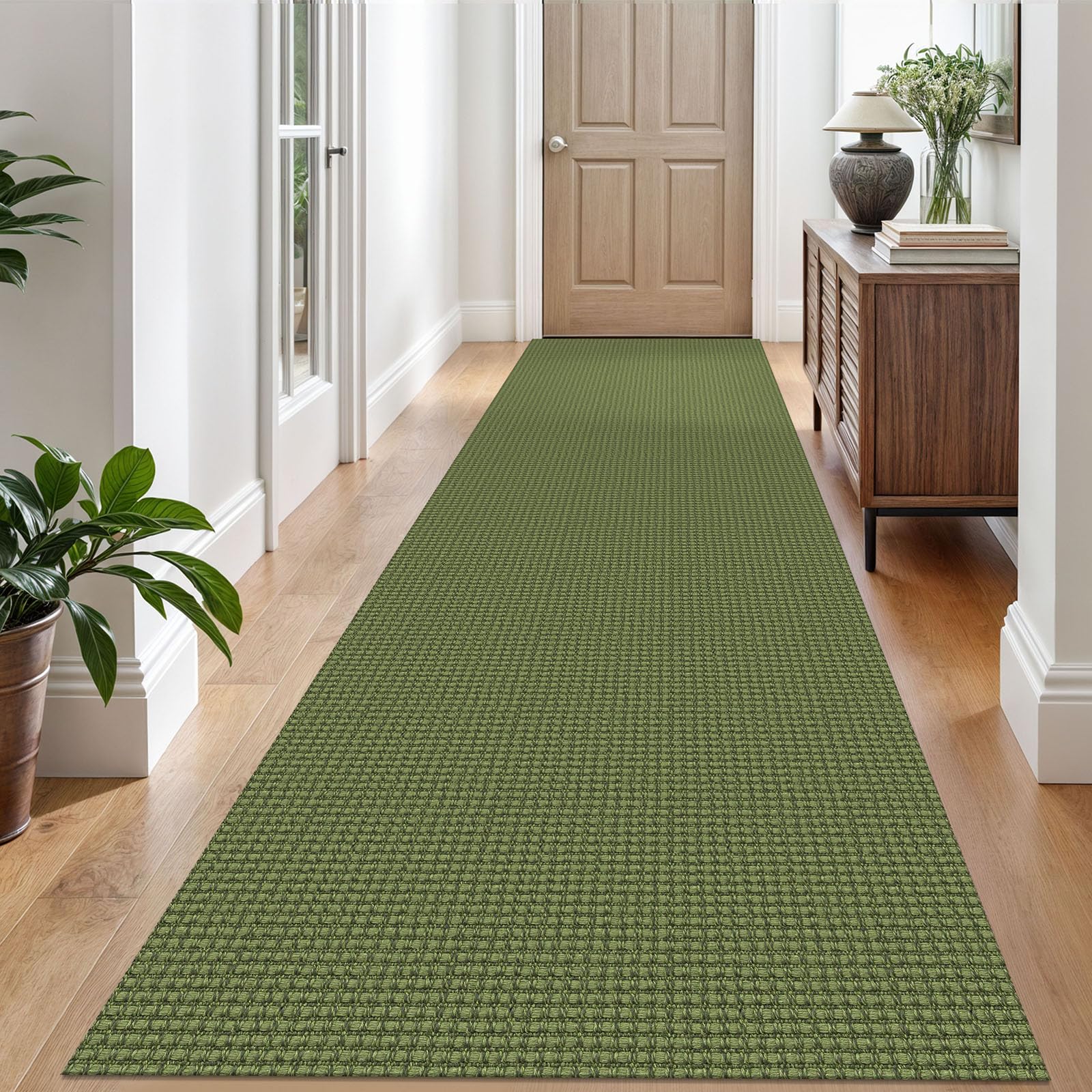 EARTHALL Woven Runner Rug 2x5 Ft Washable Runners for Hallways Cotton Non Slip Rubber Backed Kitchen Runner Braided Indoor Floor Carpet for Entryway, Hallway, Kitchen, Bedroom, Orange/Tan/Brown