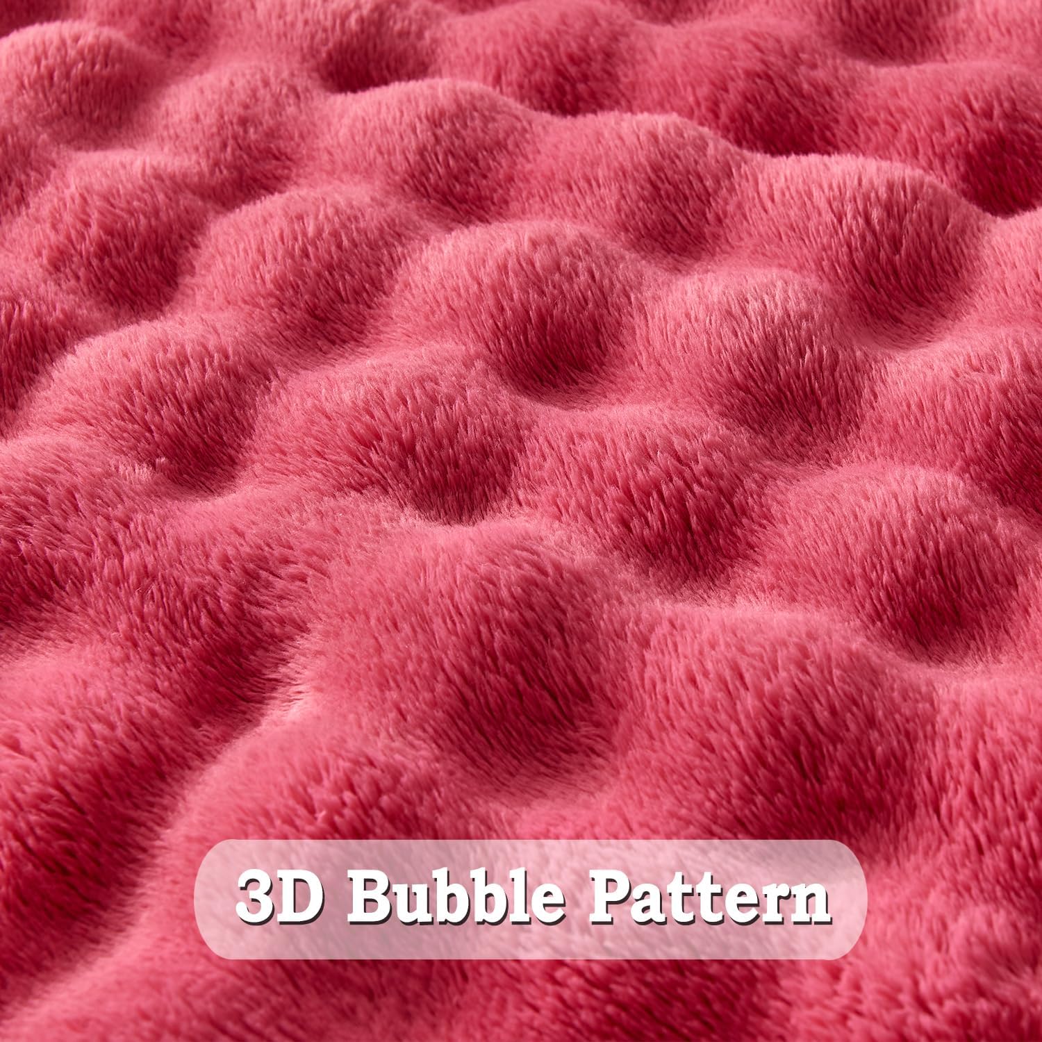 Wajade Soft Fleece Throw Blanket for Couch, 60x80 Inches 3D Bubble Decorative Cozy Fuzzy Flannel Blanket, Lightweight Warm Blanket for Bed Office, Coral Pink
