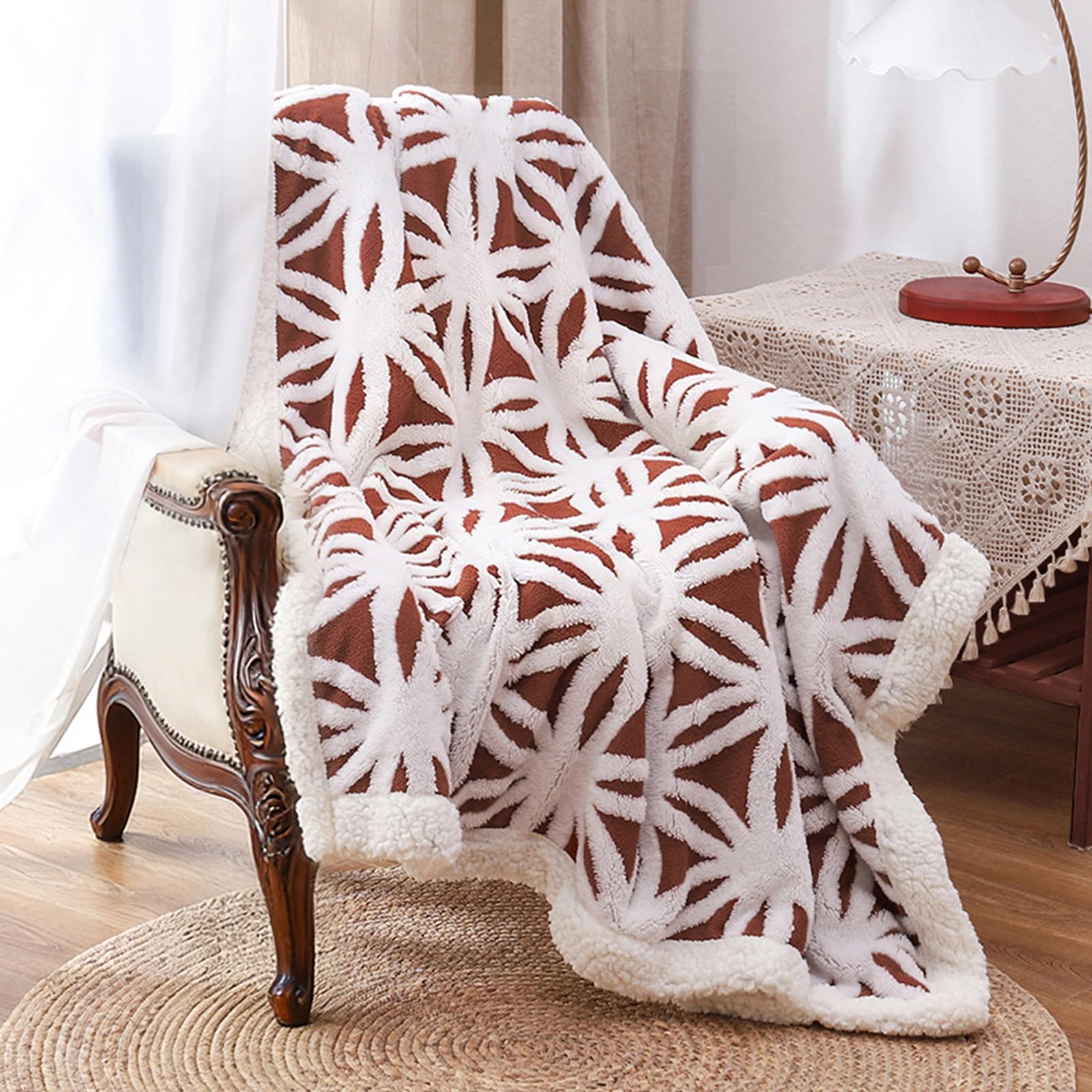 LOMAO Sherpa Fleece Blanket Fuzzy Soft Throw Blanket Dual Sided Blanket for Couch Sofa Bed (Coral, 51"x63")