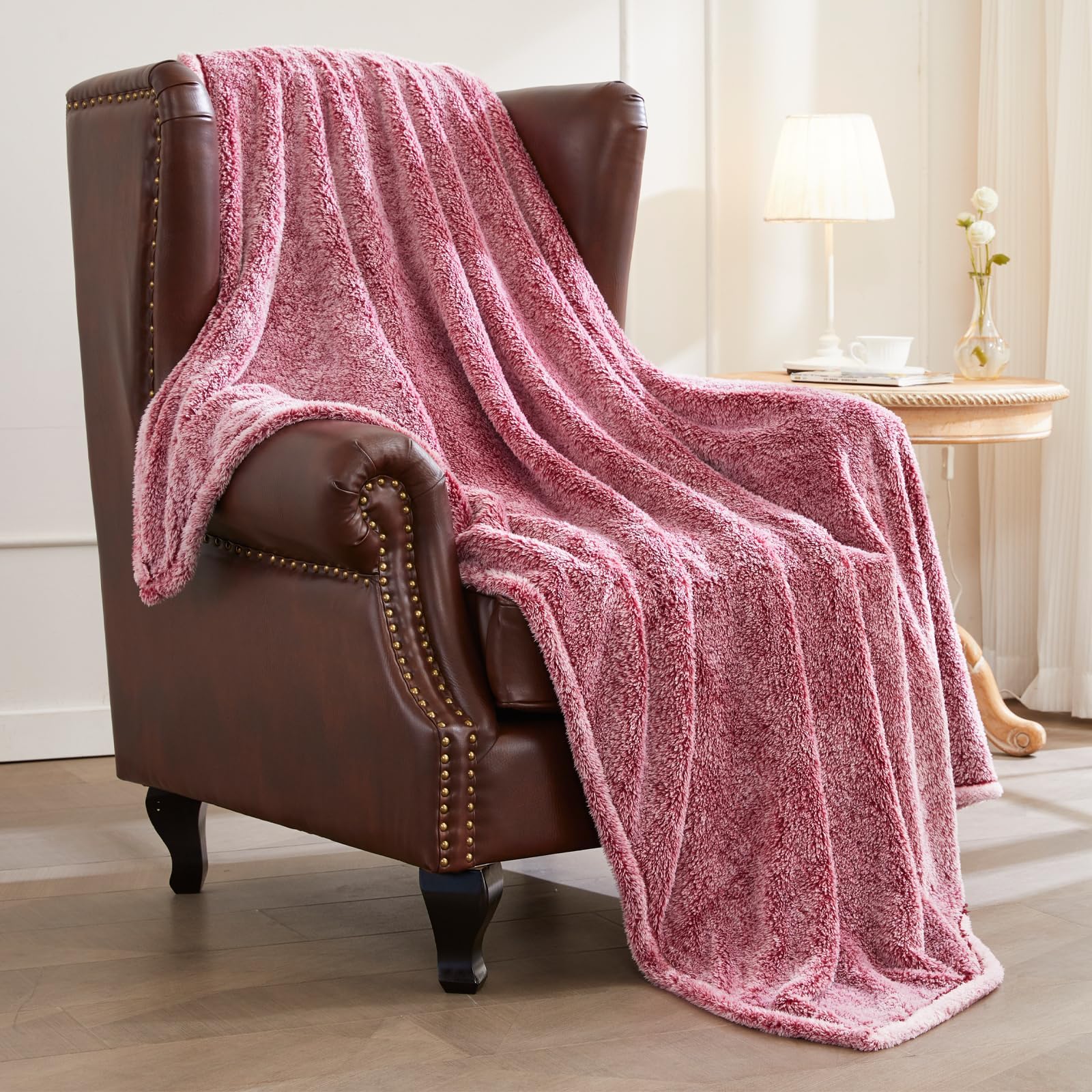 Exclusivo Mezcla Plush Fuzzy Fleece Throw Blanket Extra Large, Super Soft, Fluffy and Warm Blankets for Couch, Bed, All Season Use (50x70 Inches, Pink)