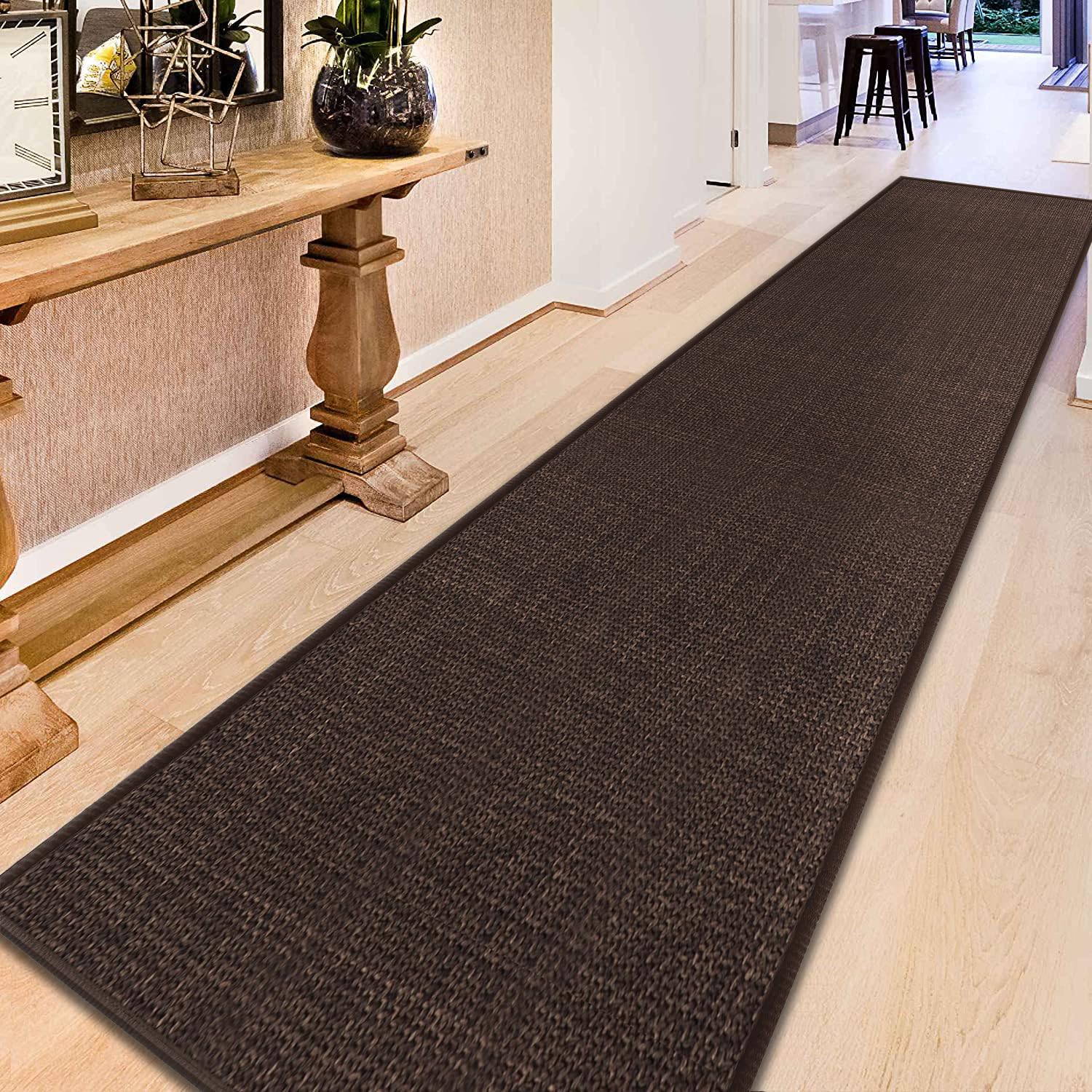 GOYLSER 10 ft Washable Runner Rug Jute Carpet Runner for Hallway, Non Slip Bath Rug Runner Mat, Beige Indoor Runner Rugs for Entryway