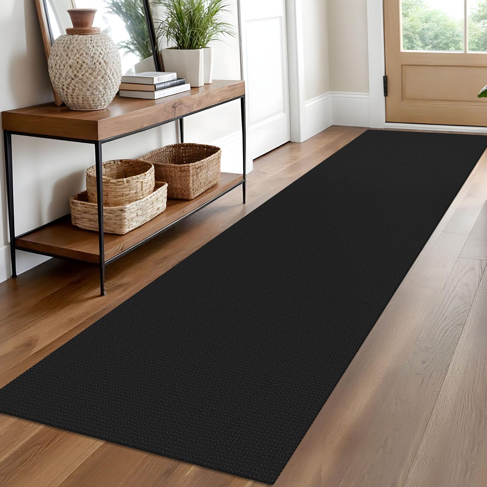 EARTHALL Woven Runner Rug 2x5 Ft Washable Runners for Hallways Cotton Non Slip Rubber Backed Kitchen Runner Braided Indoor Floor Carpet for Entryway, Hallway, Kitchen, Bedroom, Orange/Tan/Brown