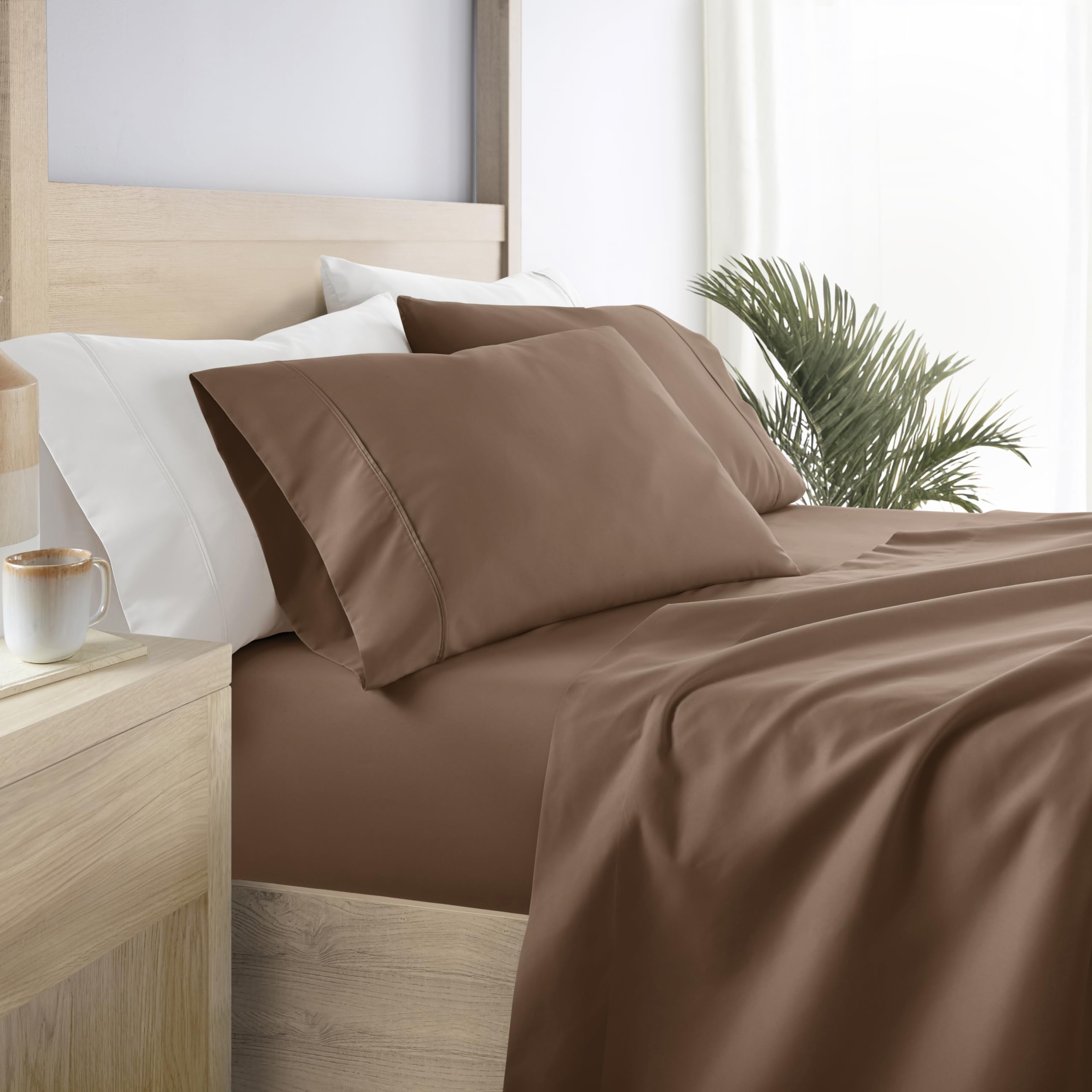 Linen Market 4 Piece Queen Sheet Set - Breathable, Double-Brushed Patterned Cooling Sheets – Oeko-TEX Certified Ultra Soft & Wrinkle-Free 16" Deep-Pocket Queen Sheets - Easy Care Soft Floral Pink