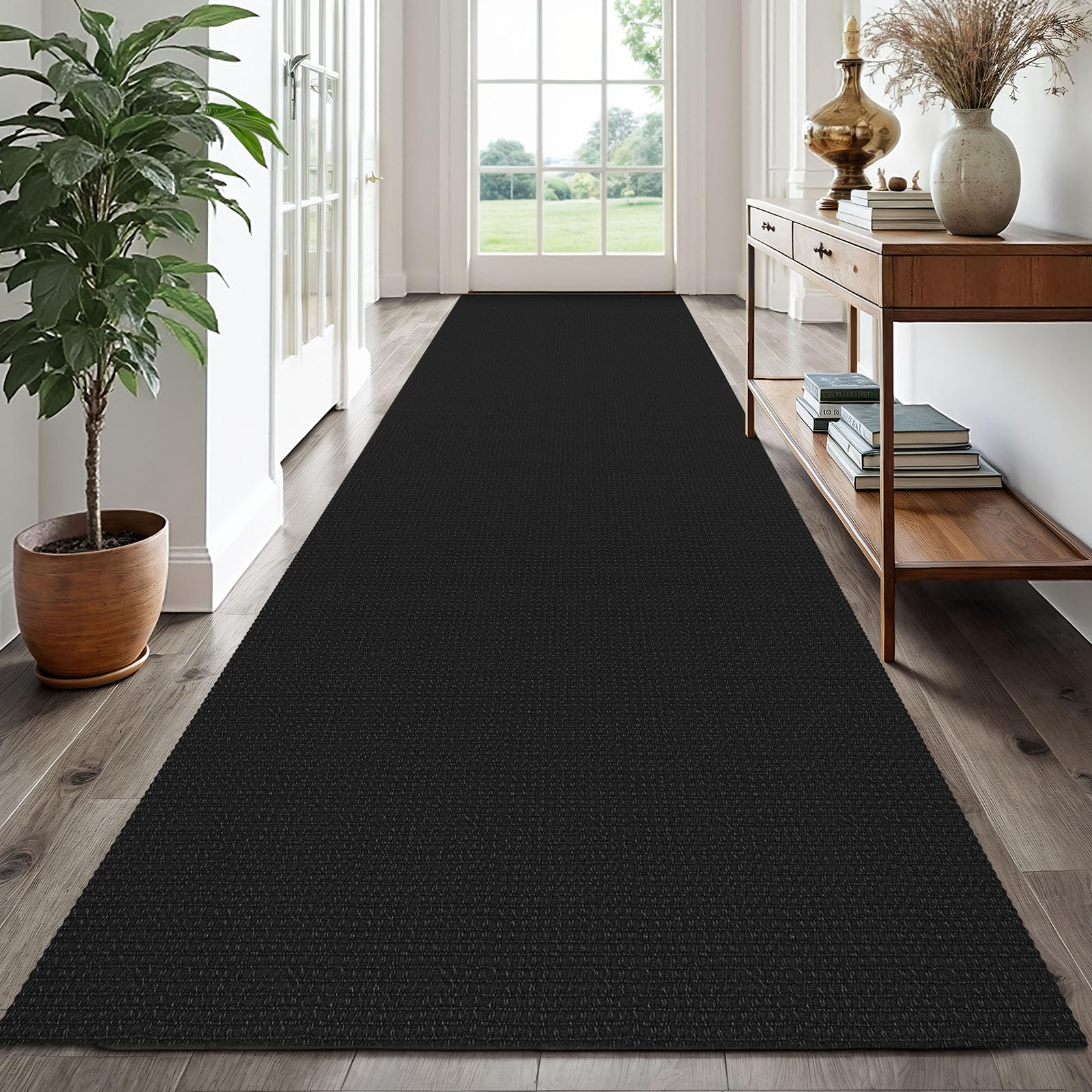 EARTHALL Woven Runner Rug 2x5 Ft Washable Runners for Hallways Cotton Non Slip Rubber Backed Kitchen Runner Braided Indoor Floor Carpet for Entryway, Hallway, Kitchen, Bedroom, Orange/Tan/Brown