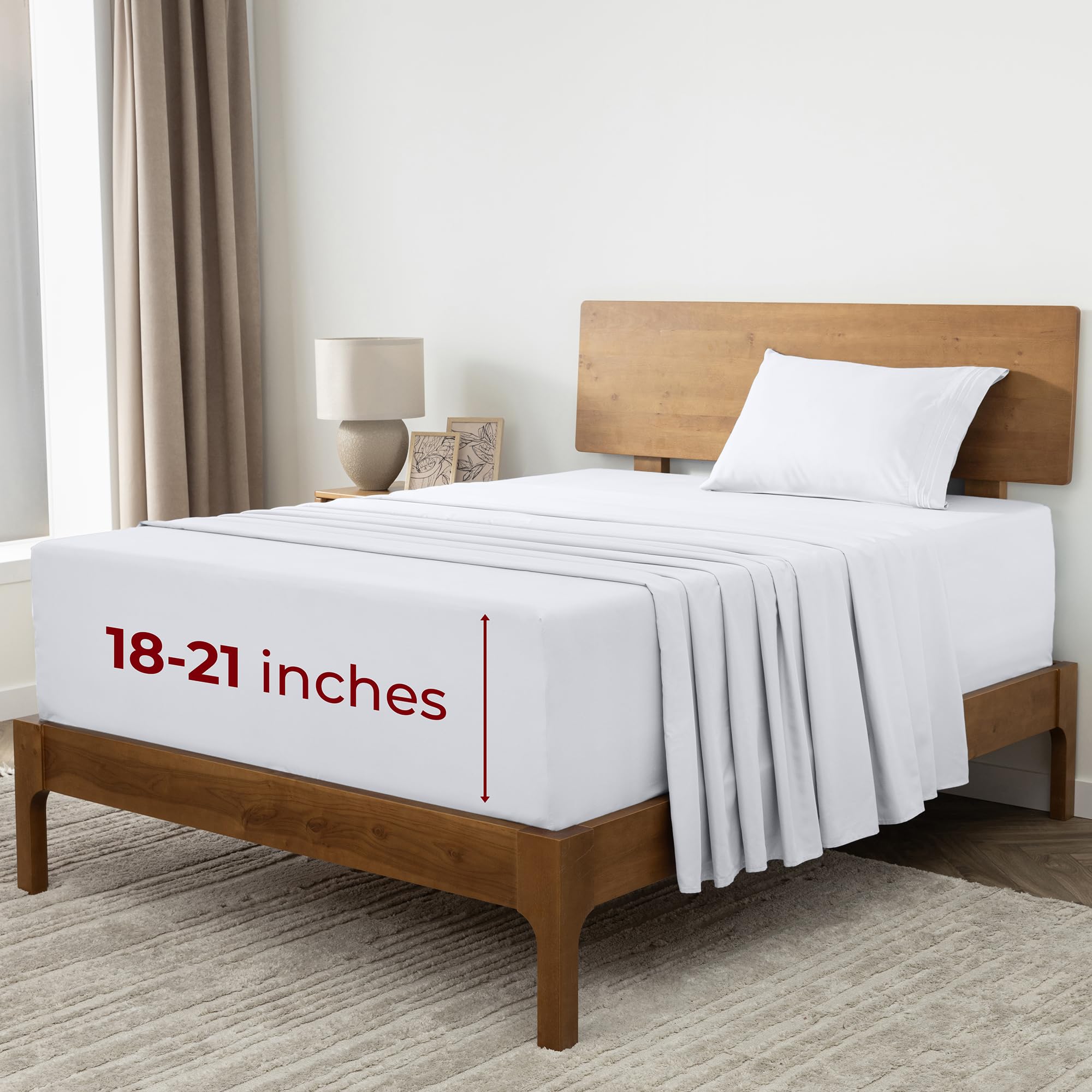 Mellanni Queen Sheets Set - 4 PC Iconic Collection Bedding - Hotel Luxury, Extra Soft, Cooling Bed Sheets - Wrinkle, Fade, Stain Resistant (Queen, White)