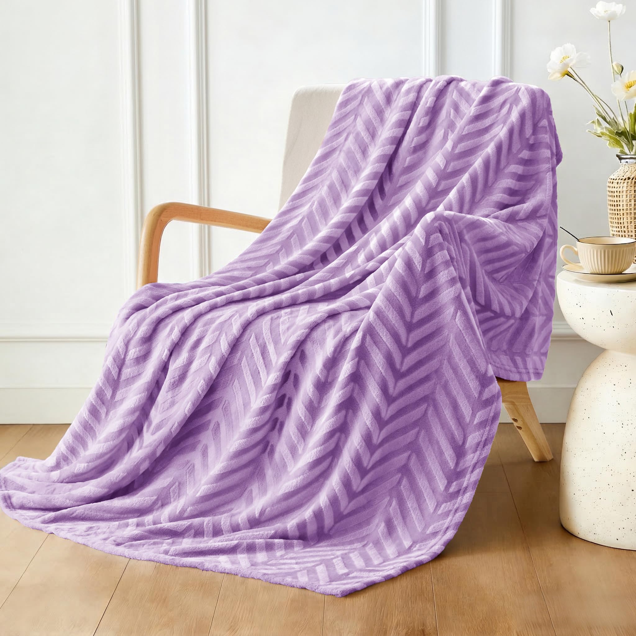 Whale Flotilla Flannel Fleece Throw Blanket for Couch Sofa Bed, Lightweight Breathable Soft Throws Plush Fluffy Chevron Design Decorative Blankets for All Season, 50x60 Inch, Coral