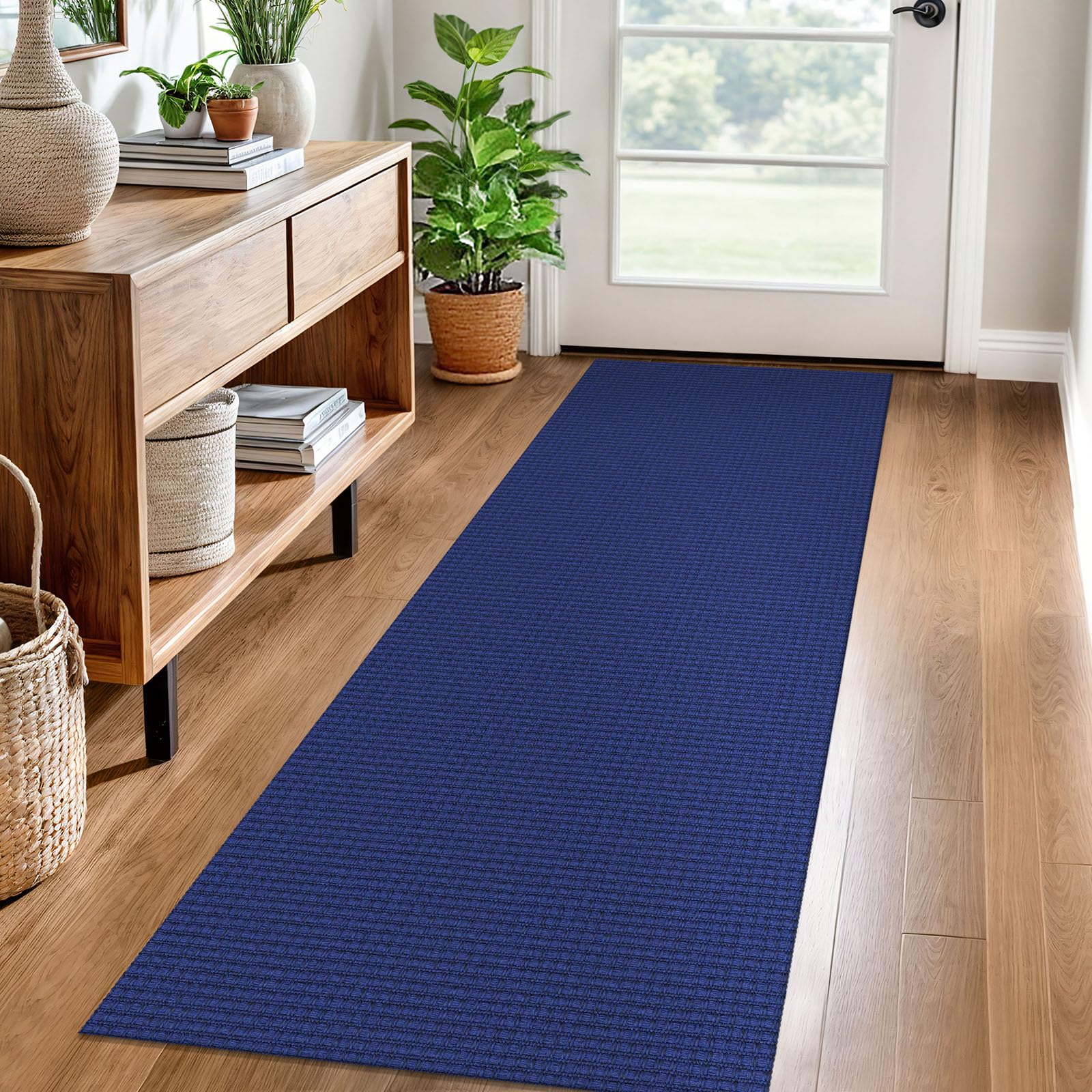 EARTHALL Woven Runner Rug 2x5 Ft Washable Runners for Hallways Cotton Non Slip Rubber Backed Kitchen Runner Braided Indoor Floor Carpet for Entryway, Hallway, Kitchen, Bedroom, Orange/Tan/Brown