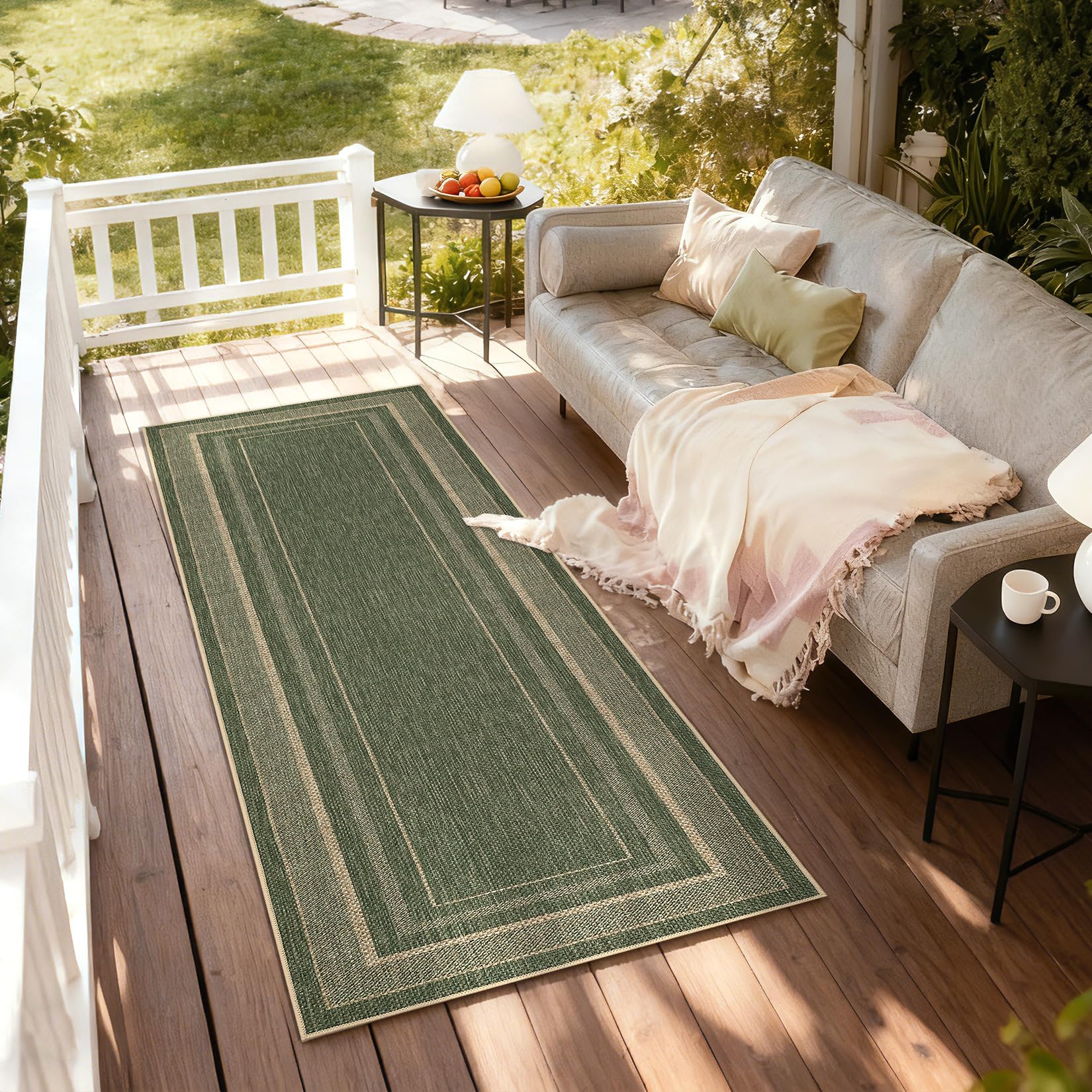 2x6 Runner Rug for Hallway Modern Solid Washable Kitchen Rugs Non Slip Outdoor Patio Runner Rugs Indoor Outdoor Easy Jute Rug Neutral Easy Jute Runners for Porch Entryway Living Room Bedroom, Natural