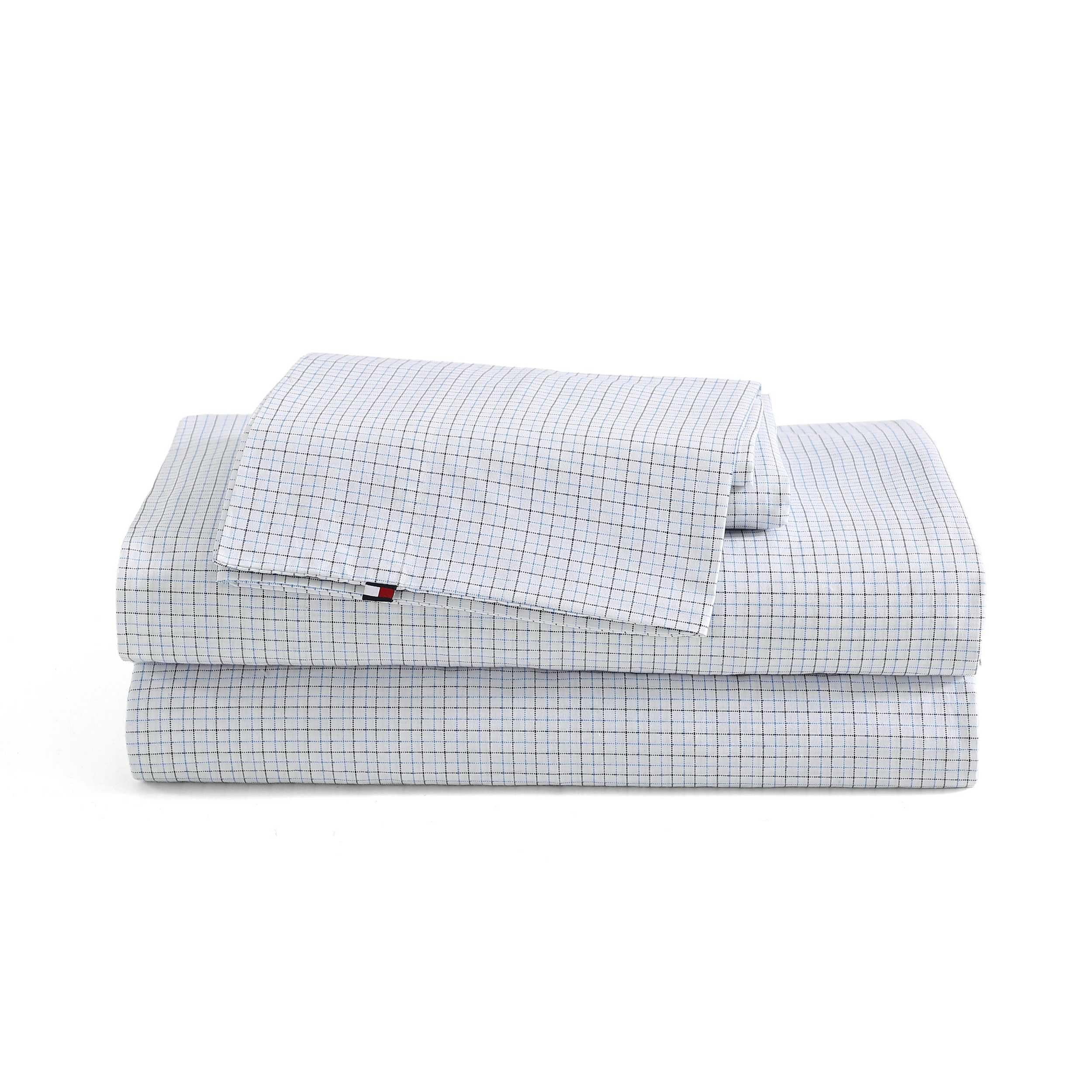 Tommy Hilfiger - Queen Bed Sheets, Crisp & Cool Cotton Percale Bedding with Matching Pillowcases, Lightweight Bed Set, Oeko-Tex Certified (Effortless Stripe Beige)