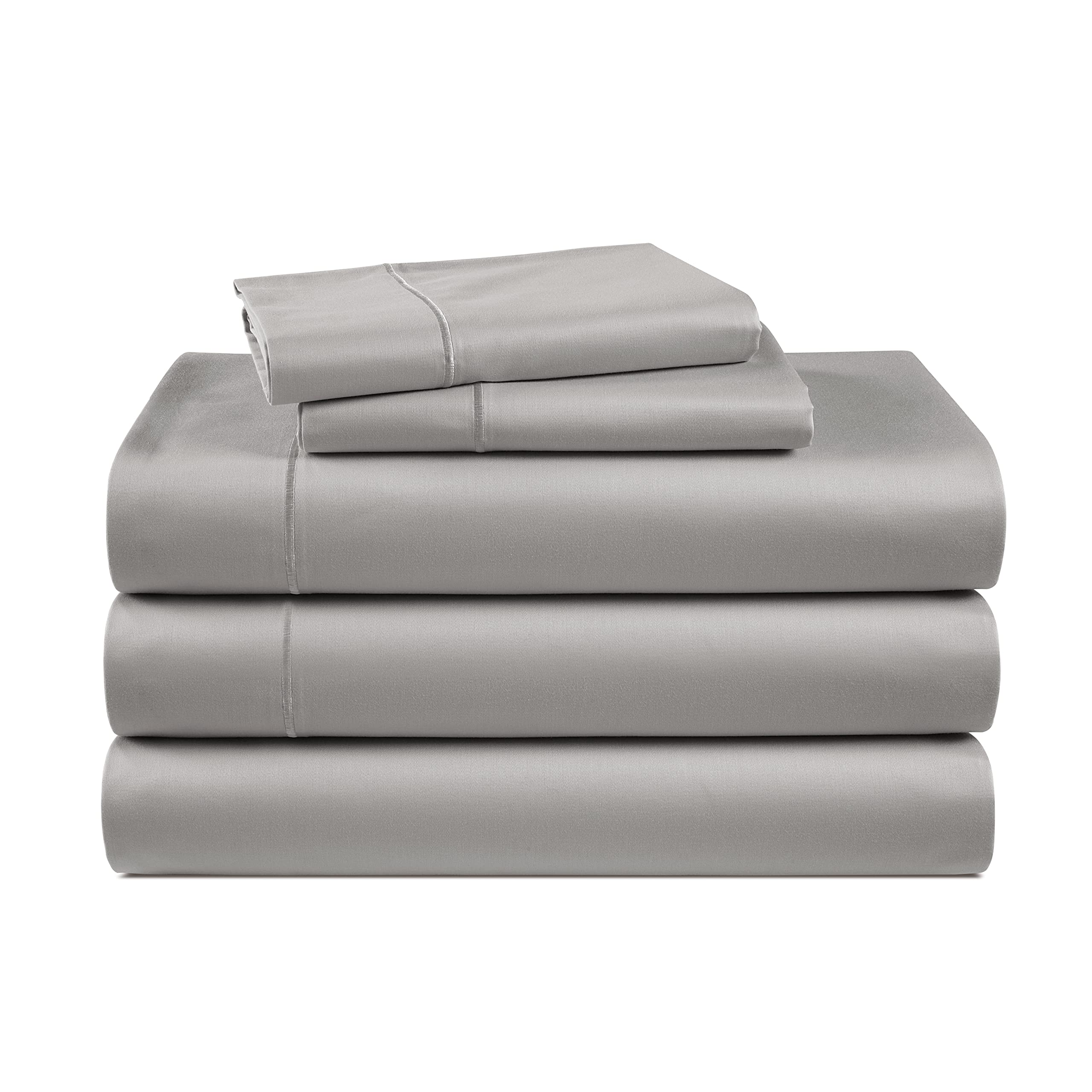 100% Egyptian Cotton Sheets Queen Size - Naturally Cooling & Breathable 4 Piece Silky Sateen Weave Queen Sheet Set, Ultra-Soft & Durable Hotel Luxury Sheets with 15" Snug Fit Deep Pockets - White