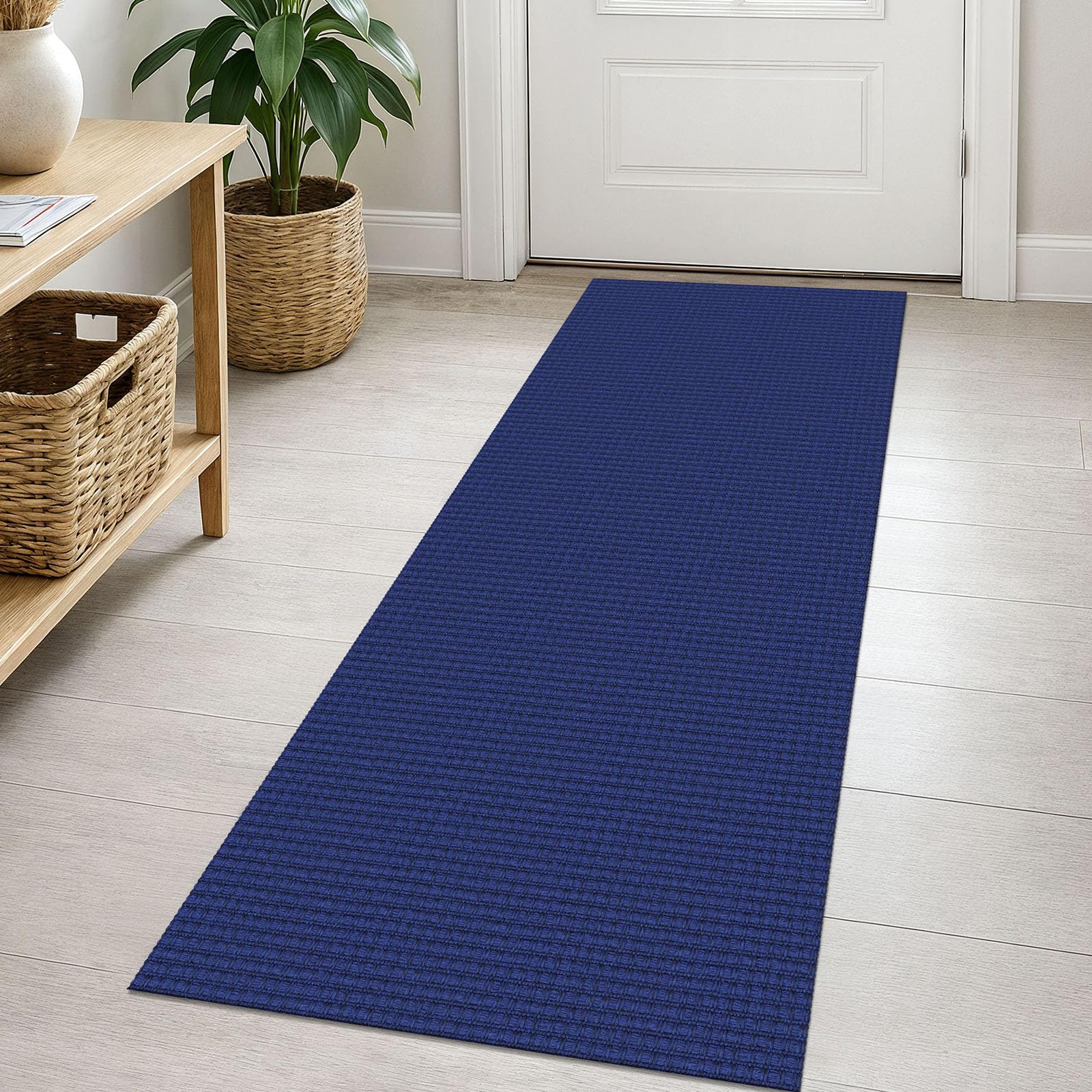 EARTHALL Woven Runner Rug 2x5 Ft Washable Runners for Hallways Cotton Non Slip Rubber Backed Kitchen Runner Braided Indoor Floor Carpet for Entryway, Hallway, Kitchen, Bedroom, Orange/Tan/Brown