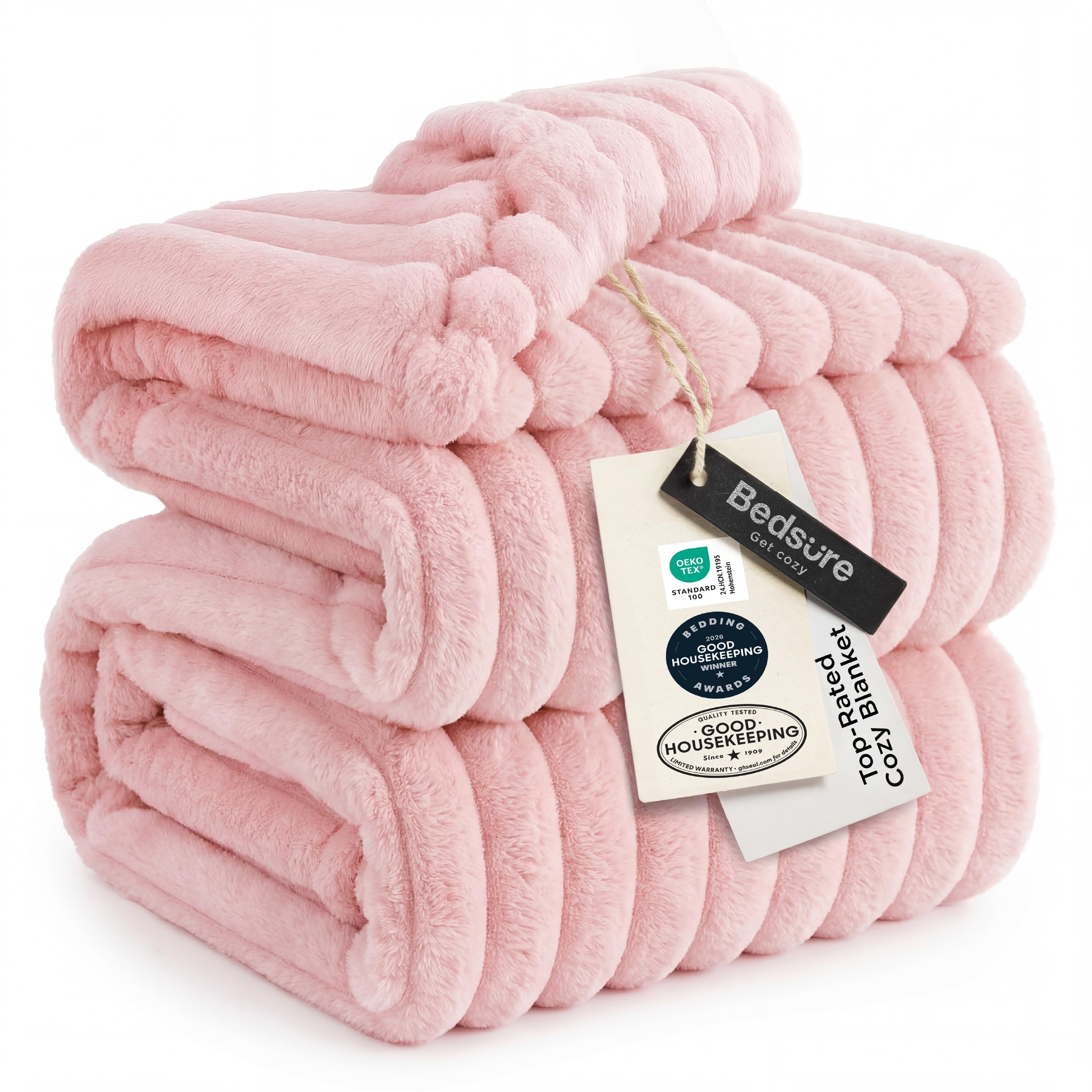 Bedsure GentleSoft Pink Throw Blanket for Couch - Birthday Gifts for Teenage Girls Sister Women Teacher Graduation Gifts, Cozy Cute Fleece Bed Throw Blanket, Coral Pink Room Home Decor, 50x60 Inches