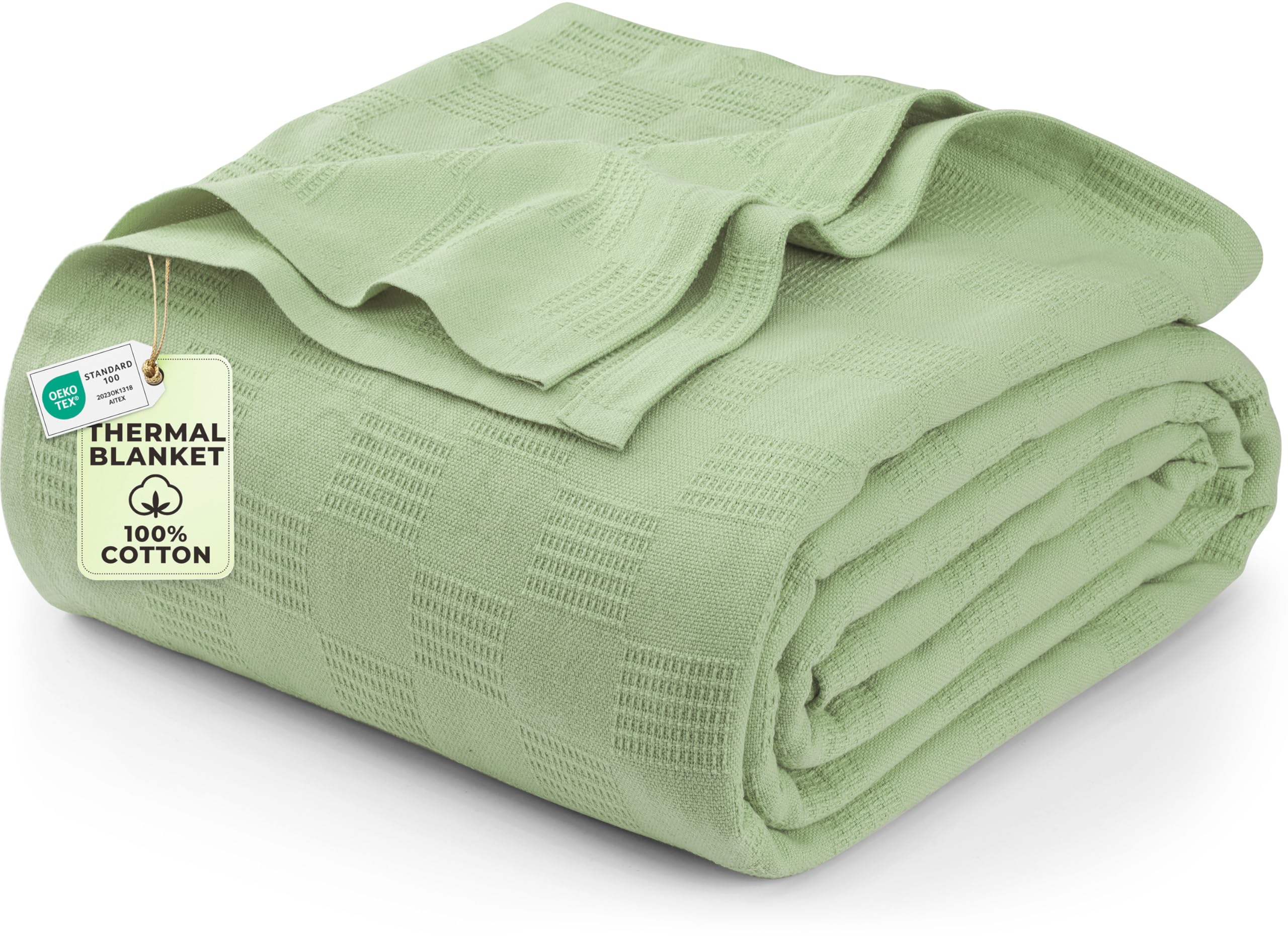 Utopia Bedding 100% Cotton Thermal Blanket Smoke Gray Queen Size Soft, Lightweight, Breathable, Cozy Spring and Summer Blankets for Bed, Home Room Decor Gifts for Women and Men (90x90 Inches)