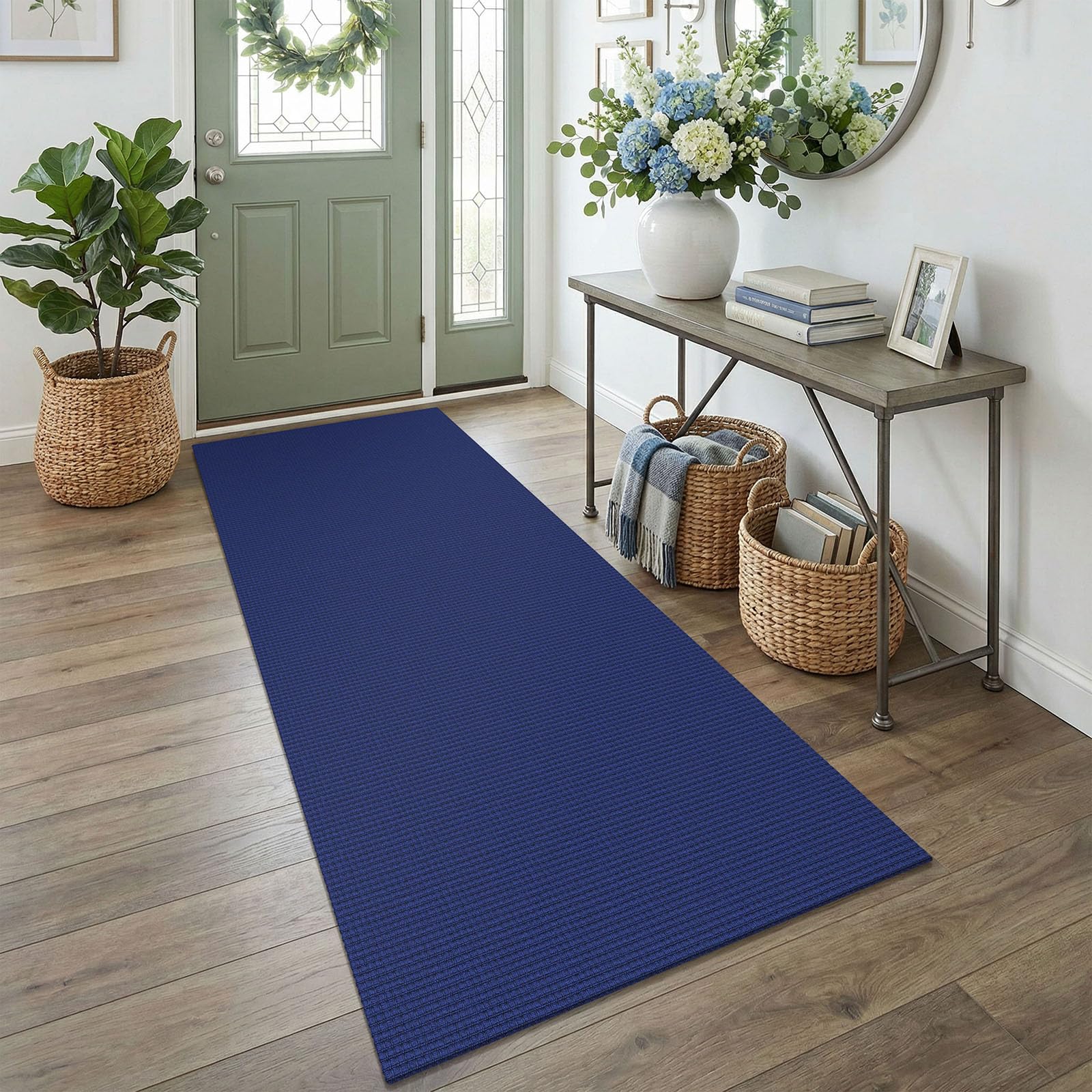 EARTHALL Woven Runner Rug 2x5 Ft Washable Runners for Hallways Cotton Non Slip Rubber Backed Kitchen Runner Braided Indoor Floor Carpet for Entryway, Hallway, Kitchen, Bedroom, Orange/Tan/Brown
