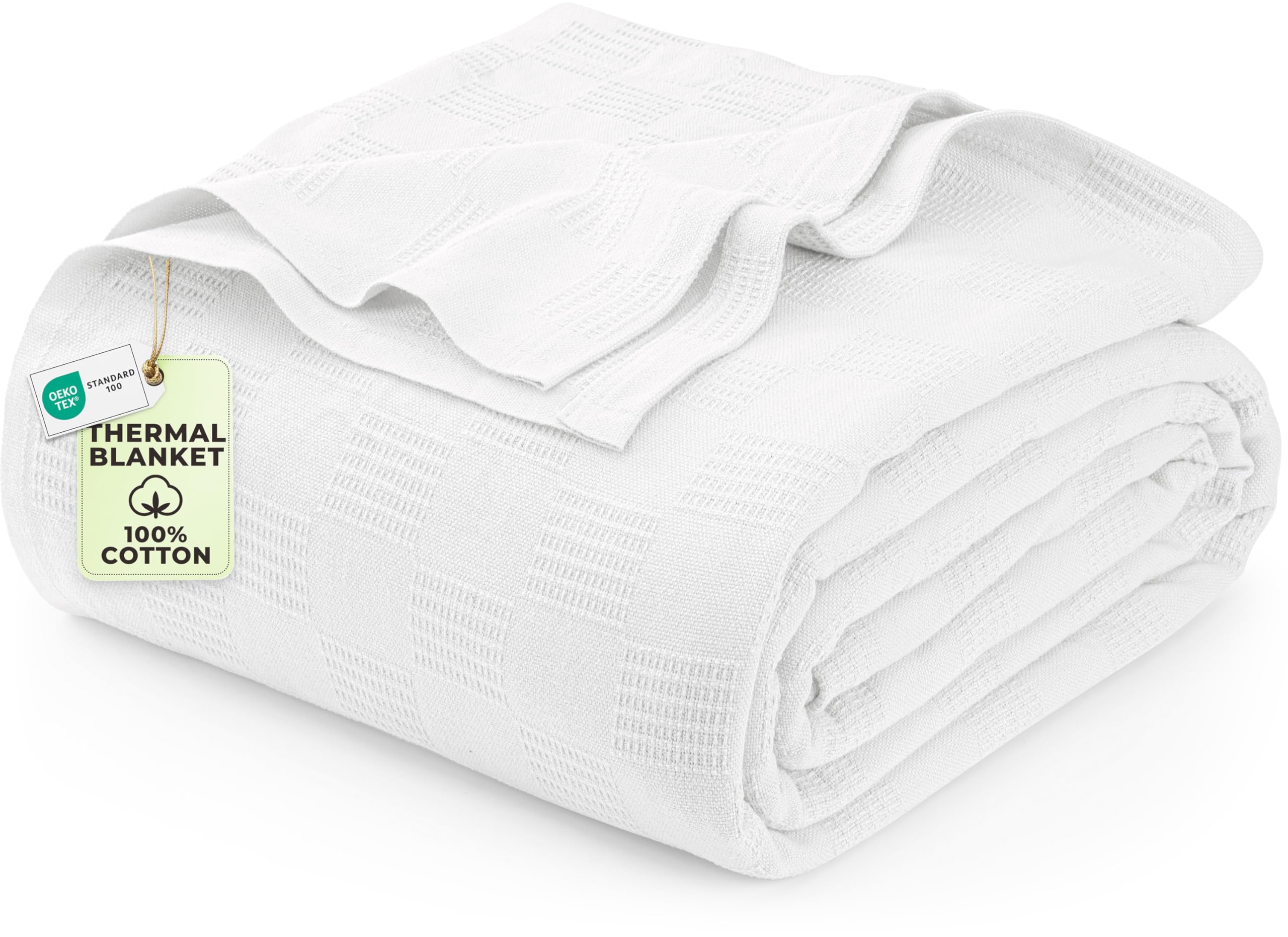 Utopia Bedding 100% Cotton Thermal Blanket Smoke Gray Queen Size Soft, Lightweight, Breathable, Cozy Spring and Summer Blankets for Bed, Home Room Decor Gifts for Women and Men (90x90 Inches)