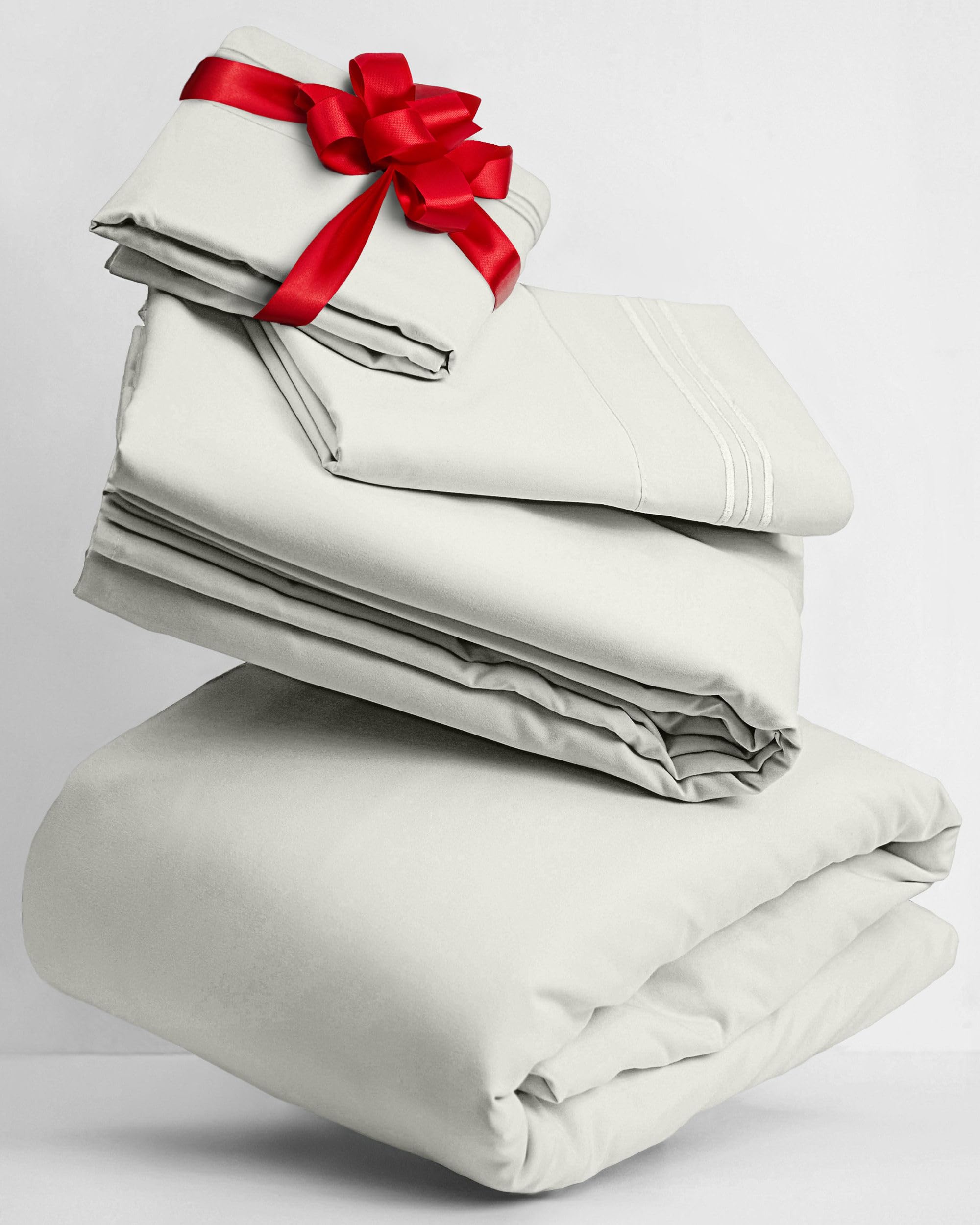 Mellanni Queen Sheets Set - 4 PC Iconic Collection Bedding - Hotel Luxury, Extra Soft, Cooling Bed Sheets - Wrinkle, Fade, Stain Resistant (Queen, White)