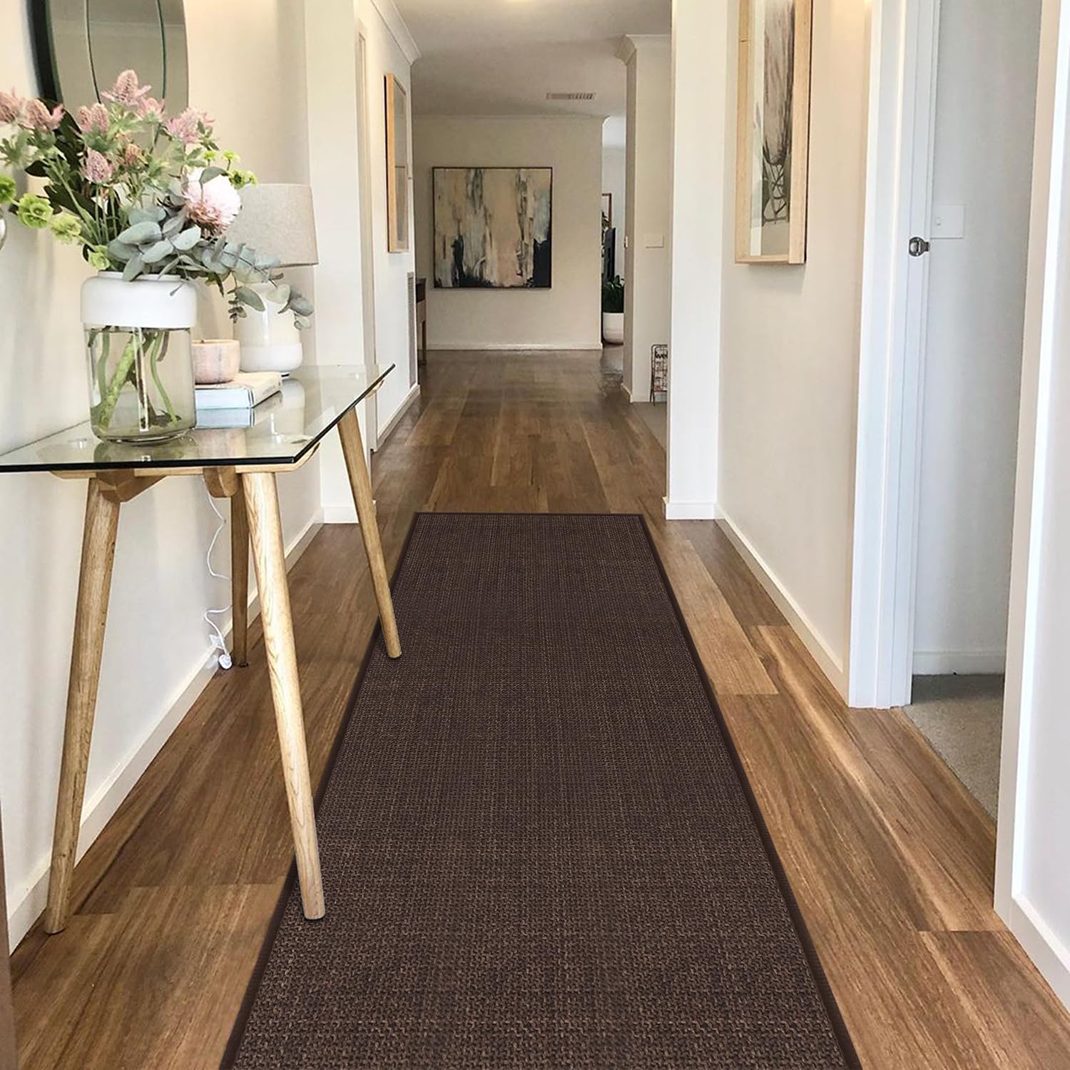 GOYLSER 10 ft Washable Runner Rug Jute Carpet Runner for Hallway, Non Slip Bath Rug Runner Mat, Beige Indoor Runner Rugs for Entryway
