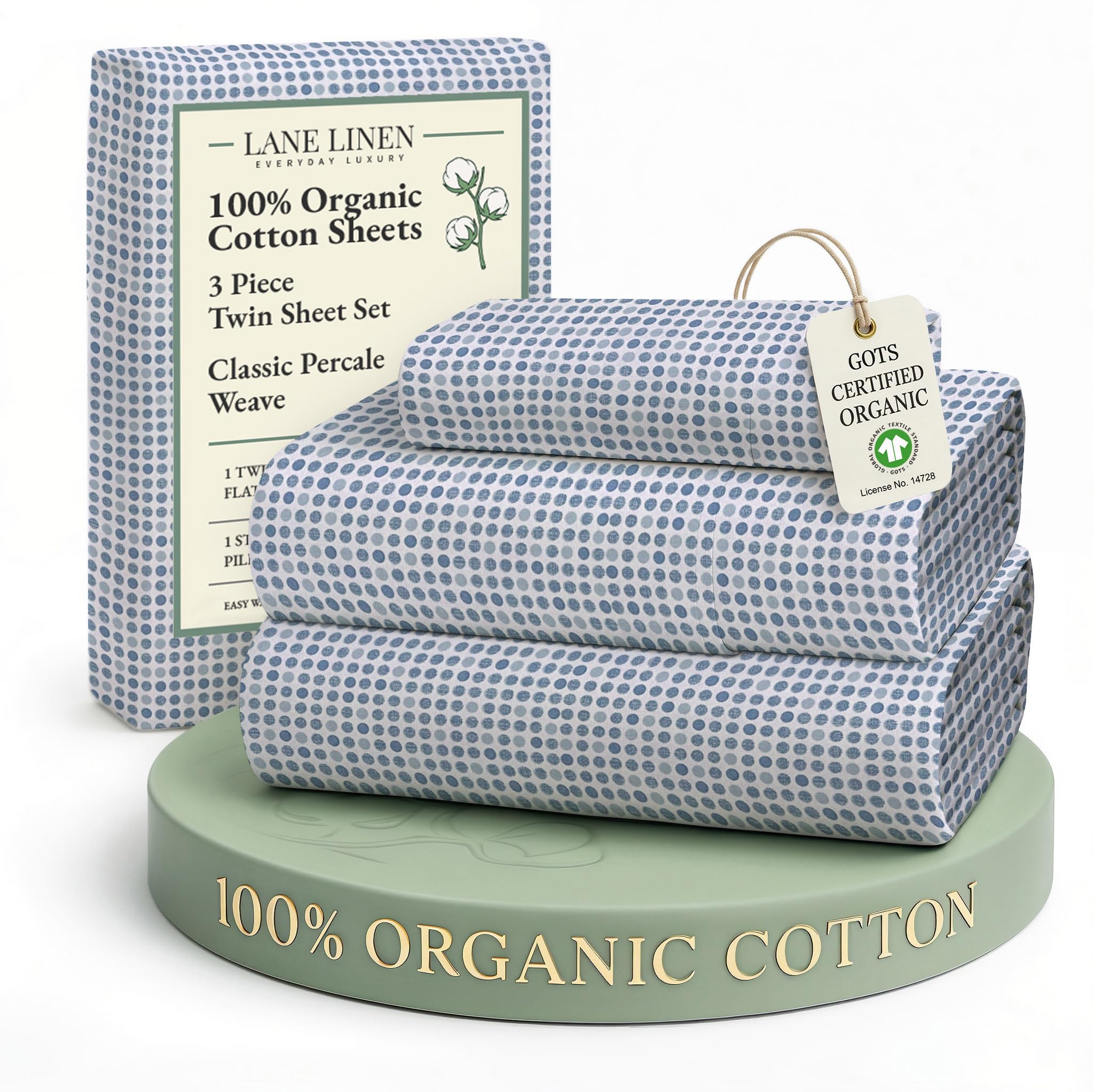 LANE LINEN Eco Friendly 100% Organic Cotton Twin Sheet Set, Hotel Quality Premium Bedding Sheets & Pillowcases Set Twin Size, Soft & Comfy Percale Sheets, Machine Wash Bed Sheets- Sepia Rose