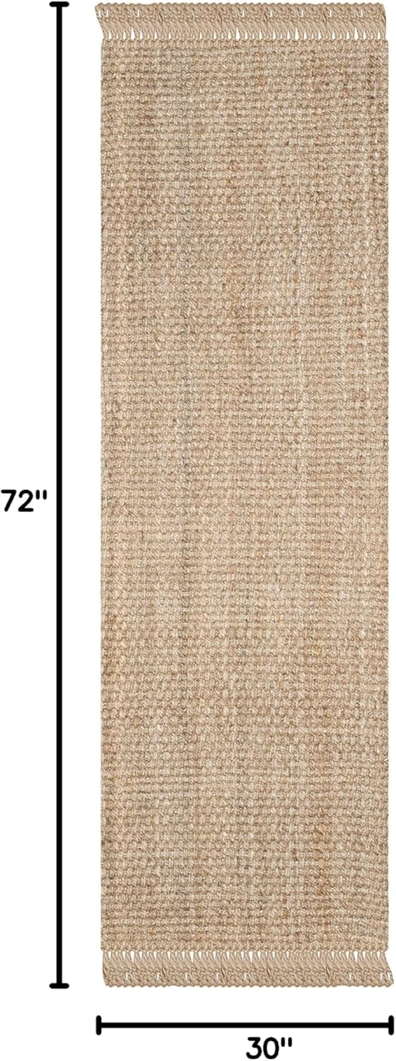 SAFAVIEH Natural Fiber Collection Runner Rug - 2'6" x 6', Natural, Handmade Tassel Jute, Ideal for High Traffic Areas in Living Room, Bedroom (NF467A)