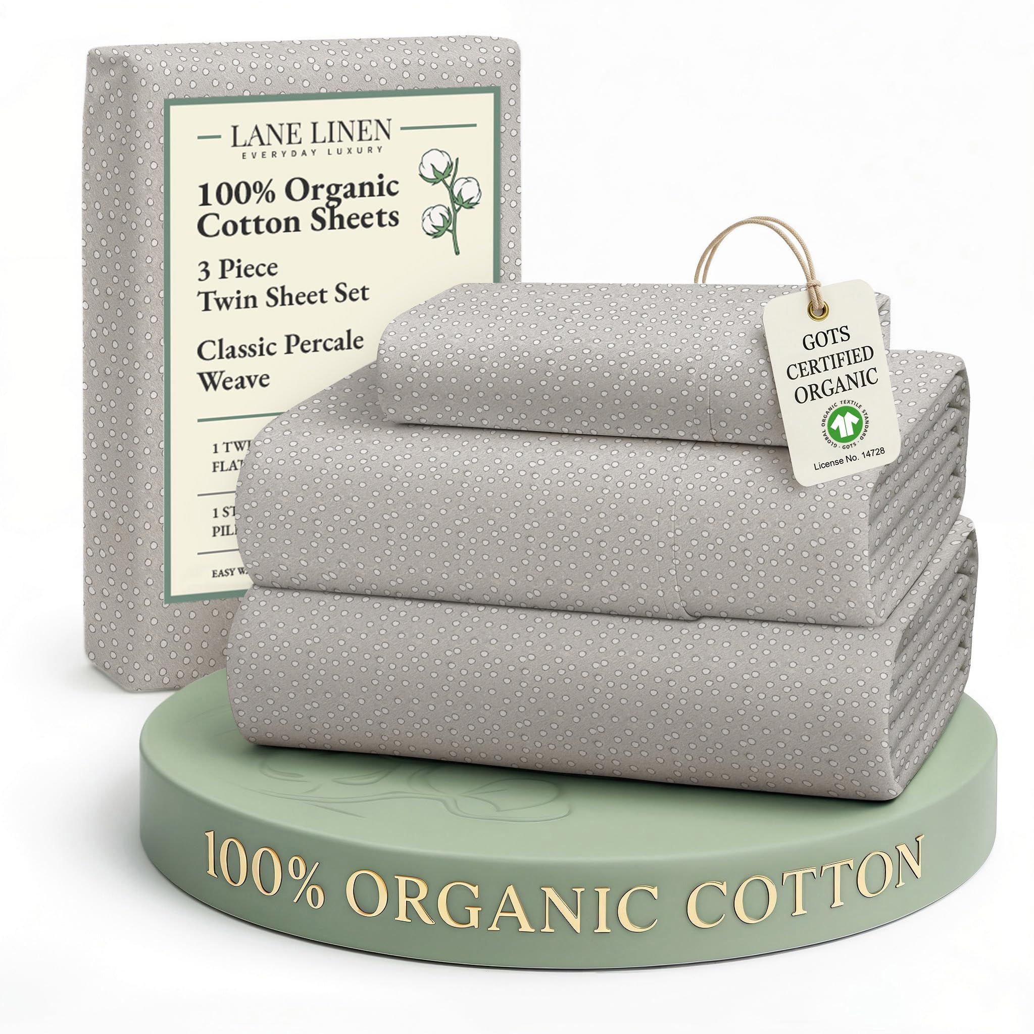 LANE LINEN Eco Friendly 100% Organic Cotton Twin Sheet Set, Hotel Quality Premium Bedding Sheets & Pillowcases Set Twin Size, Soft & Comfy Percale Sheets, Machine Wash Bed Sheets- Sepia Rose