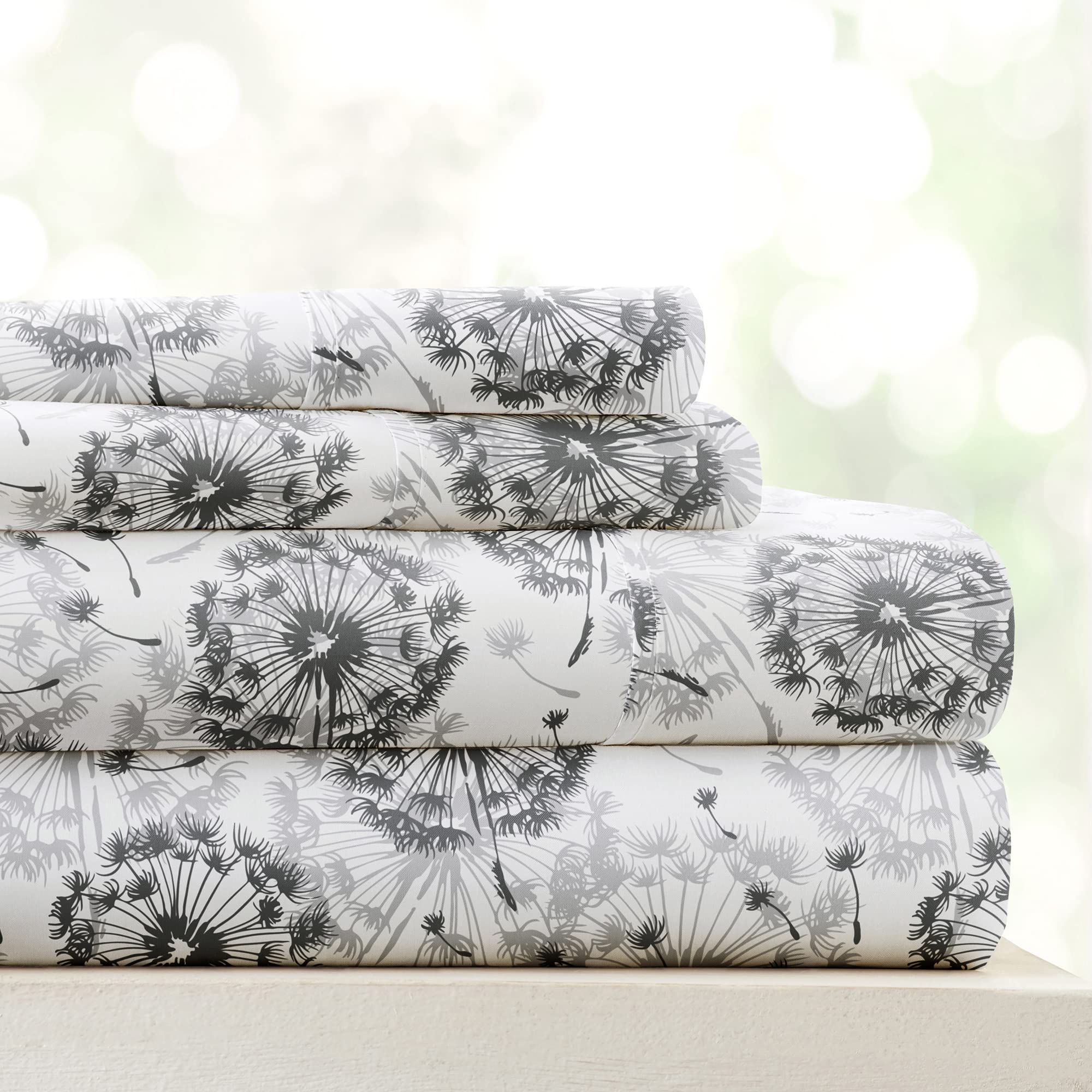 Linen Market 4 Piece Queen Sheet Set - Breathable, Double-Brushed Patterned Cooling Sheets – Oeko-TEX Certified Ultra Soft & Wrinkle-Free 16" Deep-Pocket Queen Sheets - Easy Care Soft Floral Pink