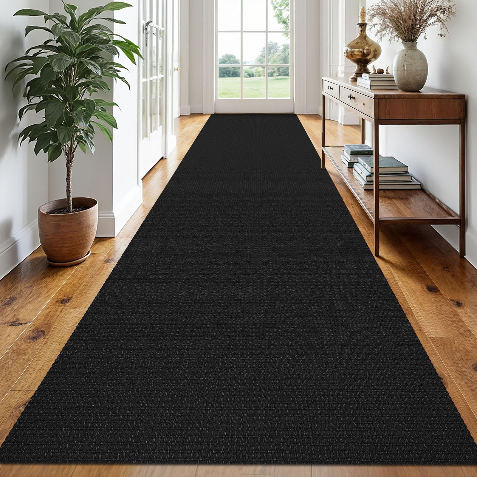 EARTHALL Woven Runner Rug 2x5 Ft Washable Runners for Hallways Cotton Non Slip Rubber Backed Kitchen Runner Braided Indoor Floor Carpet for Entryway, Hallway, Kitchen, Bedroom, Orange/Tan/Brown