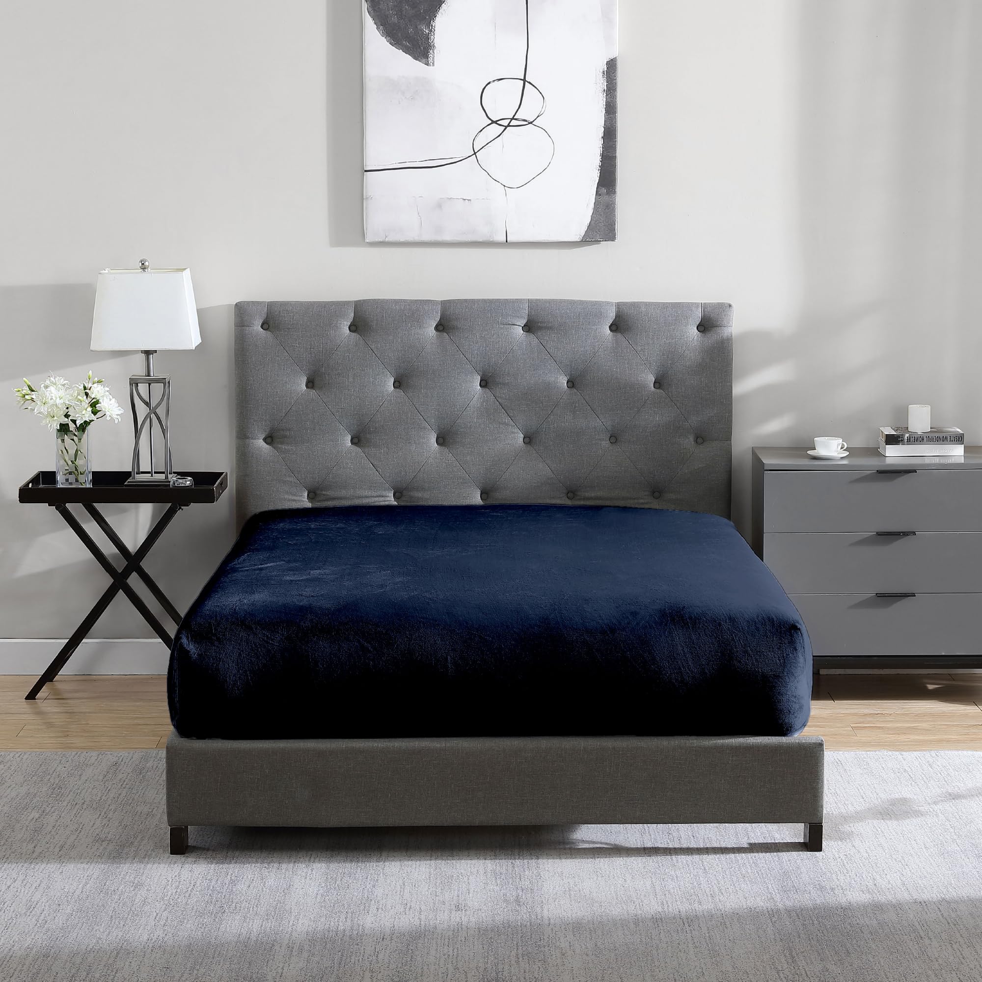 Cathay Home Full Plush Fur Fitted Sheet - Ultra Soft & Thick Plush Fur - All Season Cozy Warmth - 12" Deep Pocket Fitted Sheet Only (Full, Blush)