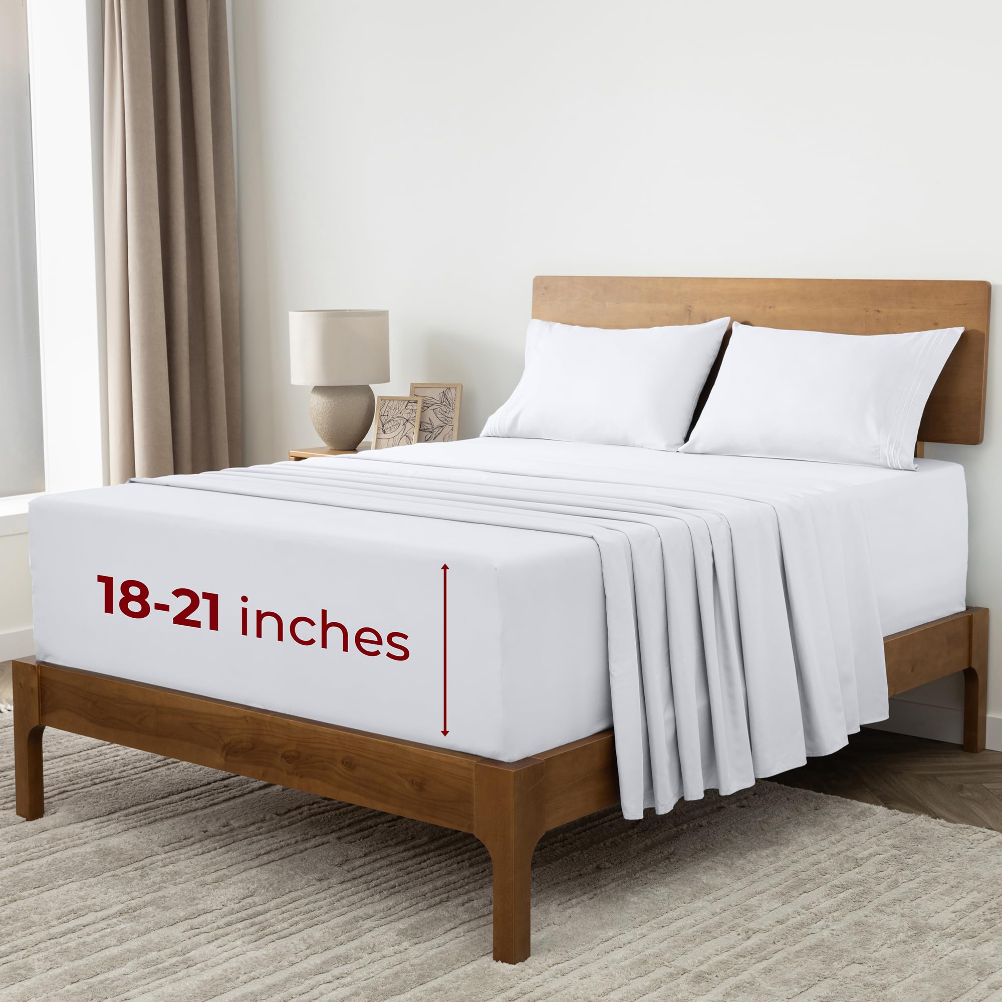 Mellanni Queen Sheets Set - 4 PC Iconic Collection Bedding - Hotel Luxury, Extra Soft, Cooling Bed Sheets - Wrinkle, Fade, Stain Resistant (Queen, White)