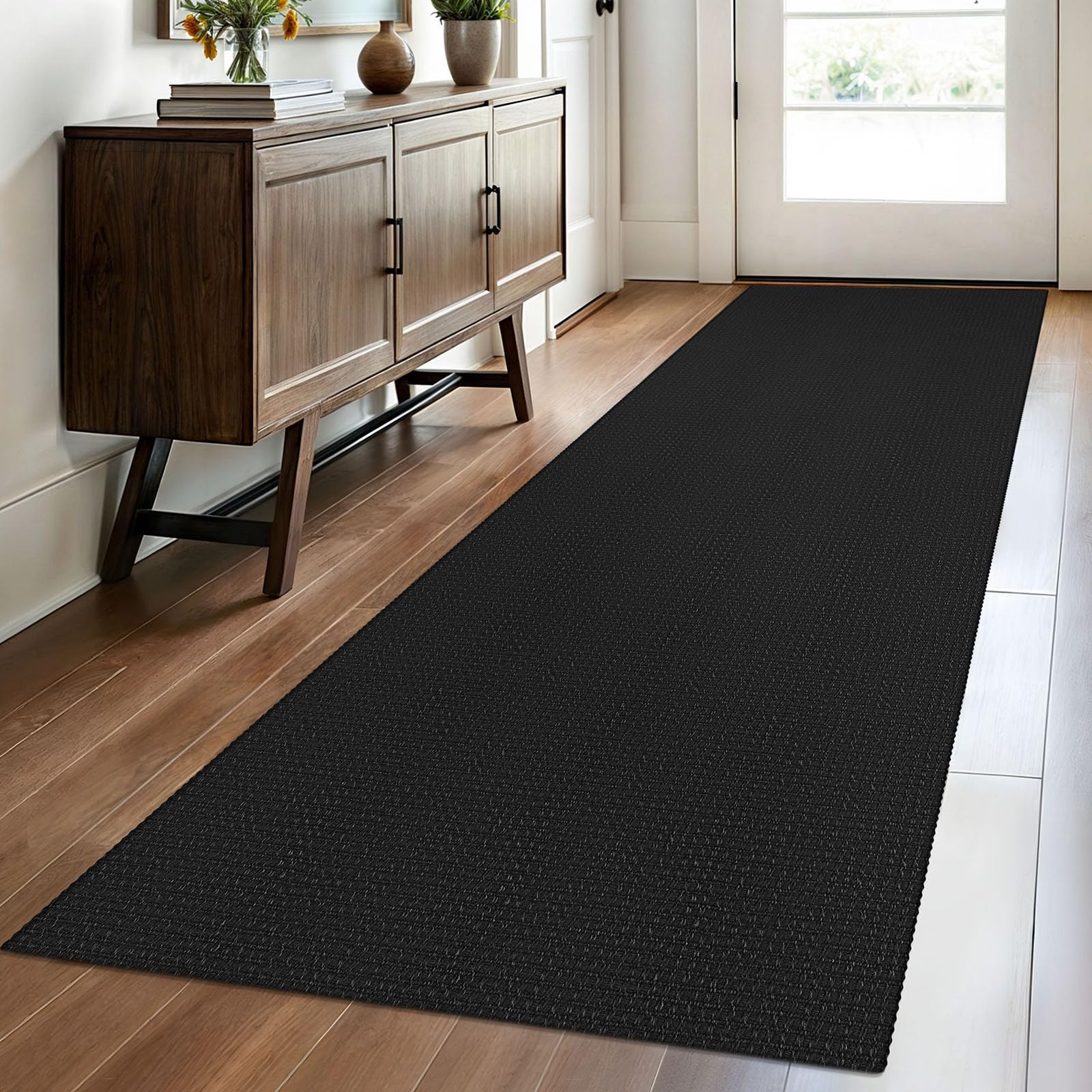 EARTHALL Woven Runner Rug 2x5 Ft Washable Runners for Hallways Cotton Non Slip Rubber Backed Kitchen Runner Braided Indoor Floor Carpet for Entryway, Hallway, Kitchen, Bedroom, Orange/Tan/Brown