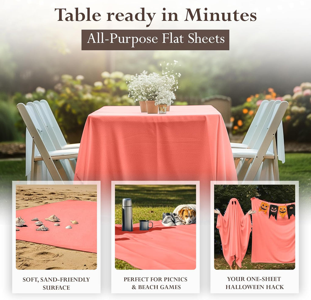Utopia Bedding Flat Sheet - 1 Pack (Queen, Coral) - Soft Brushed Microfiber Fabric - Shrinkage & Fade Resistant Top Sheet - Easy Care Bed Sheet