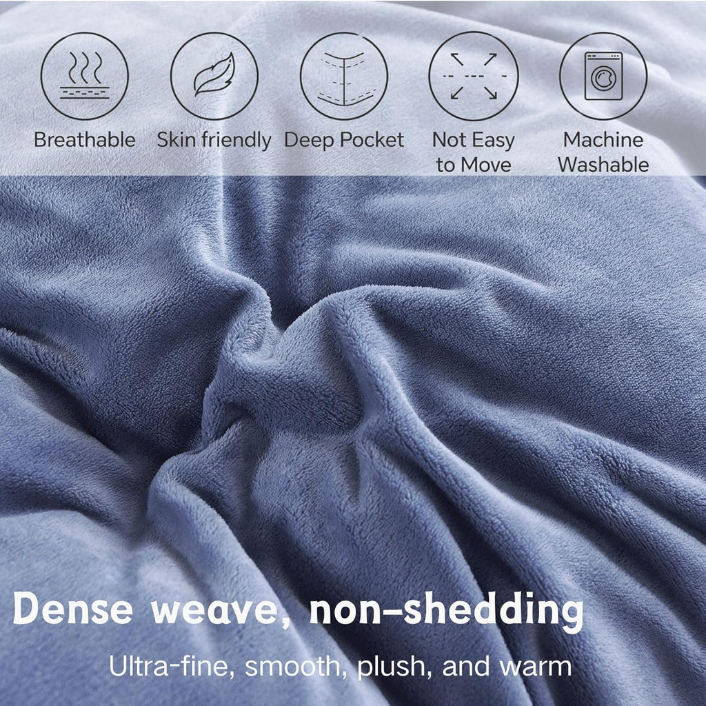 Velvet Fitted Sheet Full Size,Fleece Plush Bed Sheet Mattress Protector Cover with 15'' Deep Pocket Warm Fuzzy Bottom Sheet (Not Include Pillowcases)
