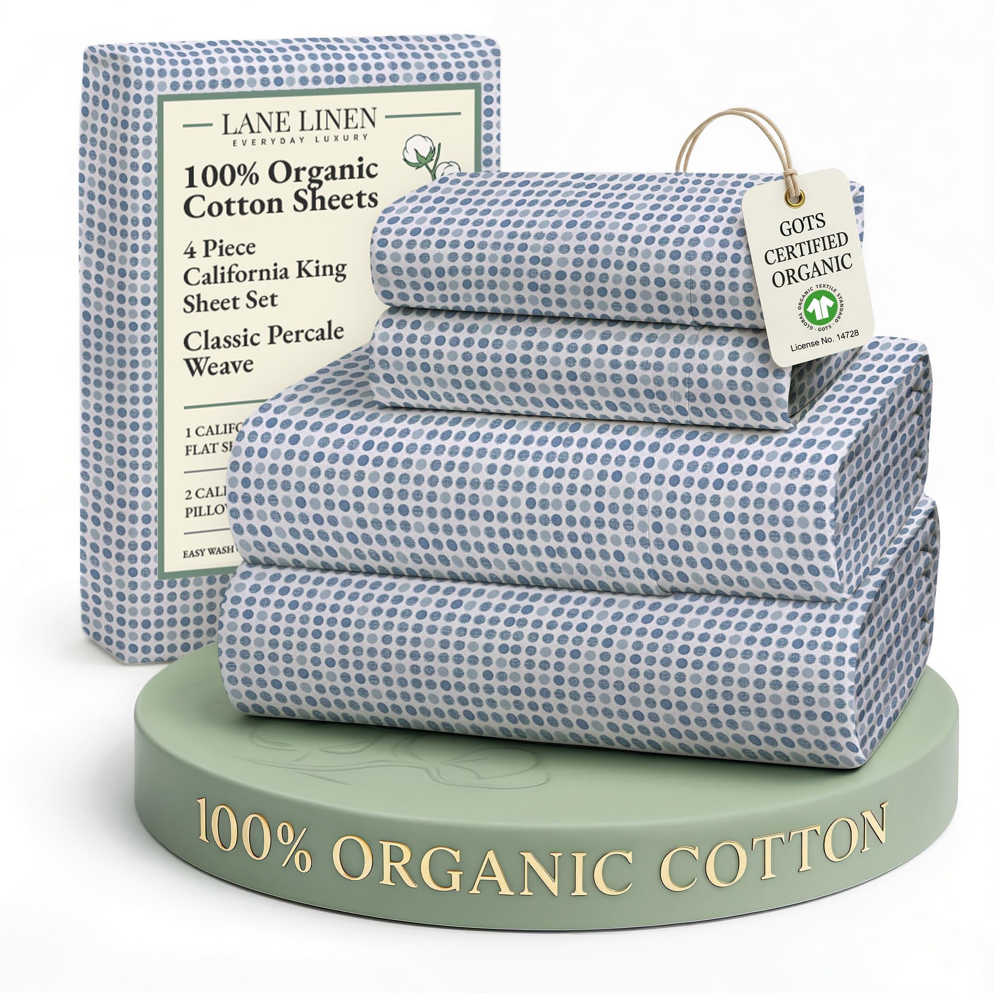 LANE LINEN Eco Friendly 100% Organic Cotton Twin Sheet Set, Hotel Quality Premium Bedding Sheets & Pillowcases Set Twin Size, Soft & Comfy Percale Sheets, Machine Wash Bed Sheets- Sepia Rose