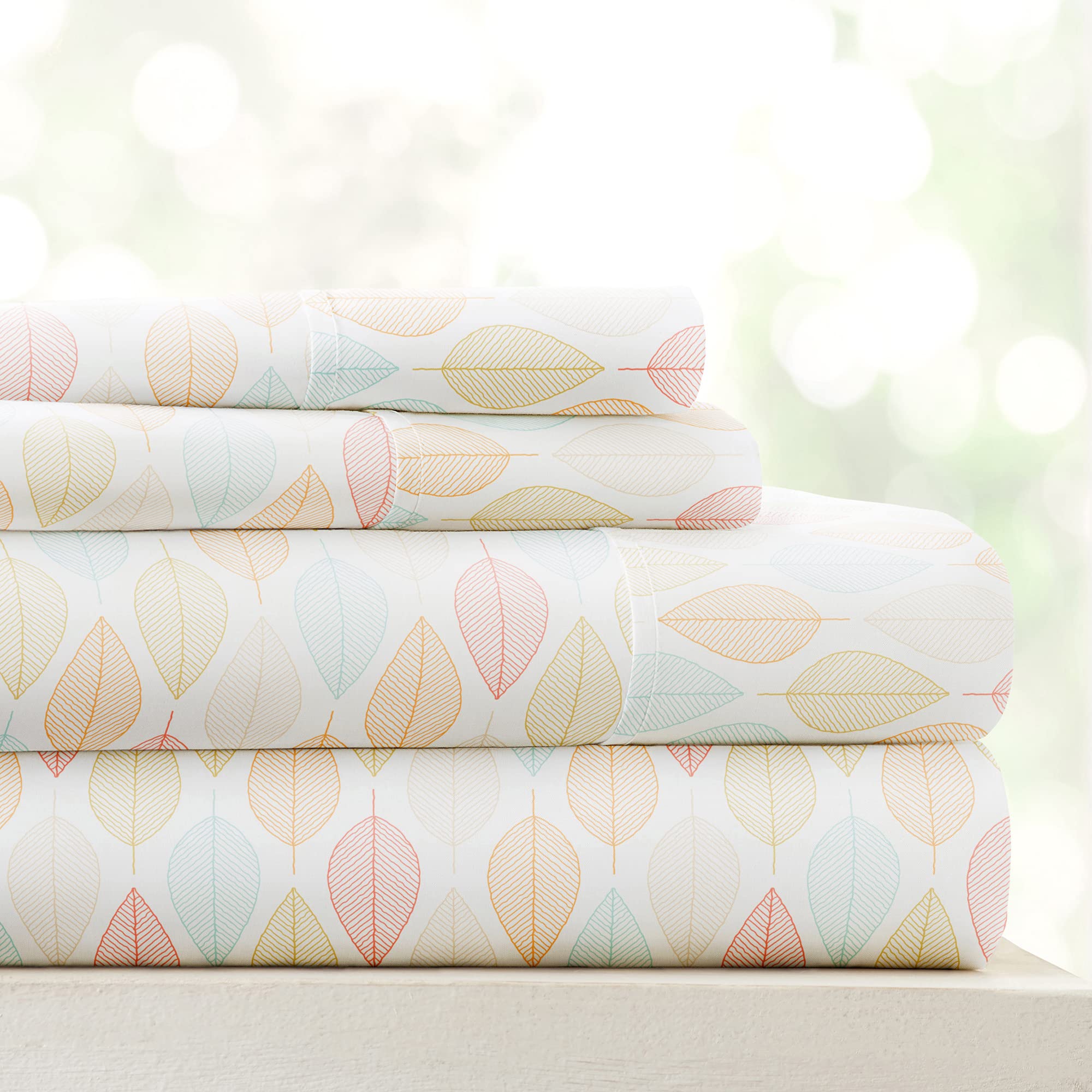 Linen Market 4 Piece Queen Sheet Set - Breathable, Double-Brushed Patterned Cooling Sheets – Oeko-TEX Certified Ultra Soft & Wrinkle-Free 16" Deep-Pocket Queen Sheets - Easy Care Soft Floral Pink