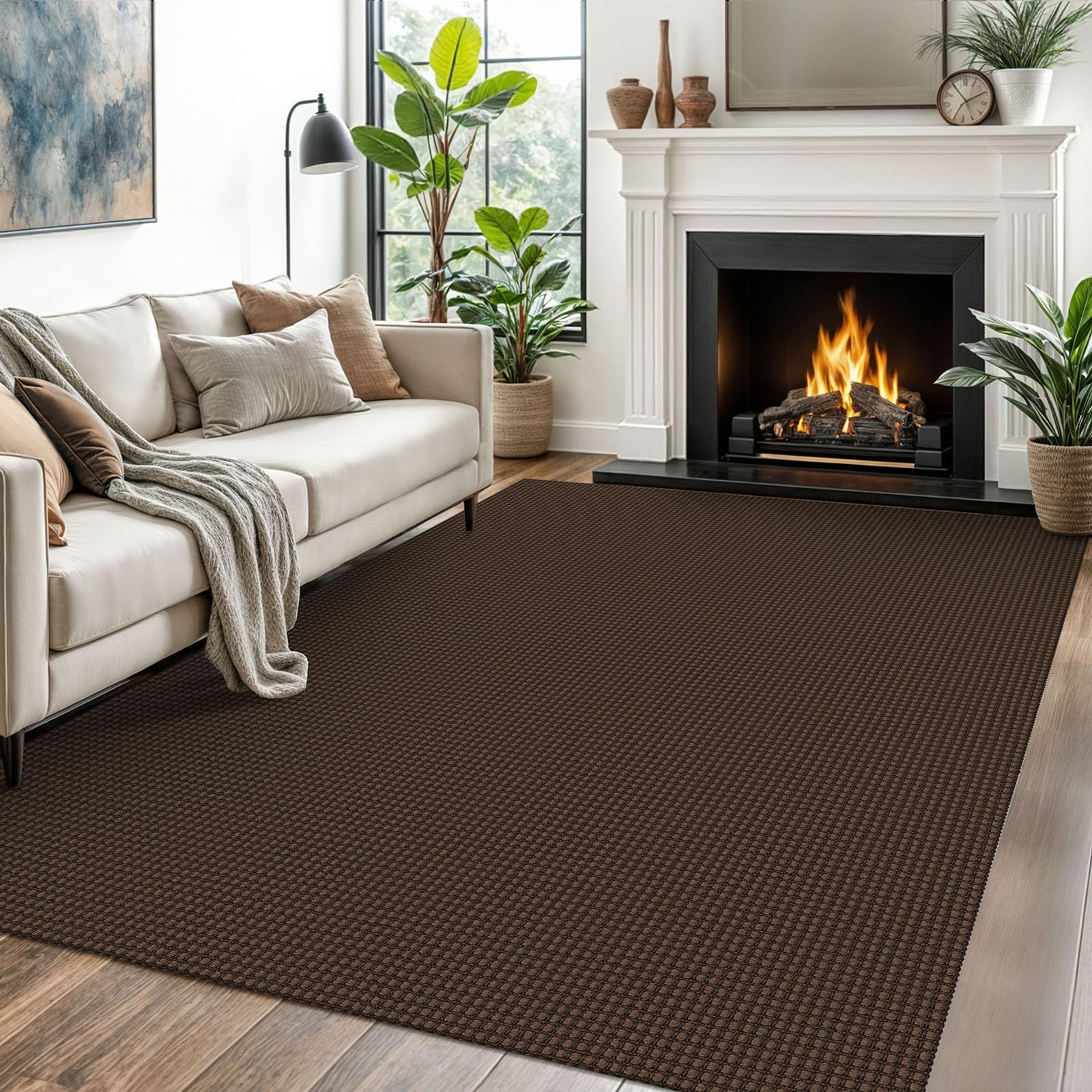 EARTHALL Woven Runner Rug 2x5 Ft Washable Runners for Hallways Cotton Non Slip Rubber Backed Kitchen Runner Braided Indoor Floor Carpet for Entryway, Hallway, Kitchen, Bedroom, Orange/Tan/Brown
