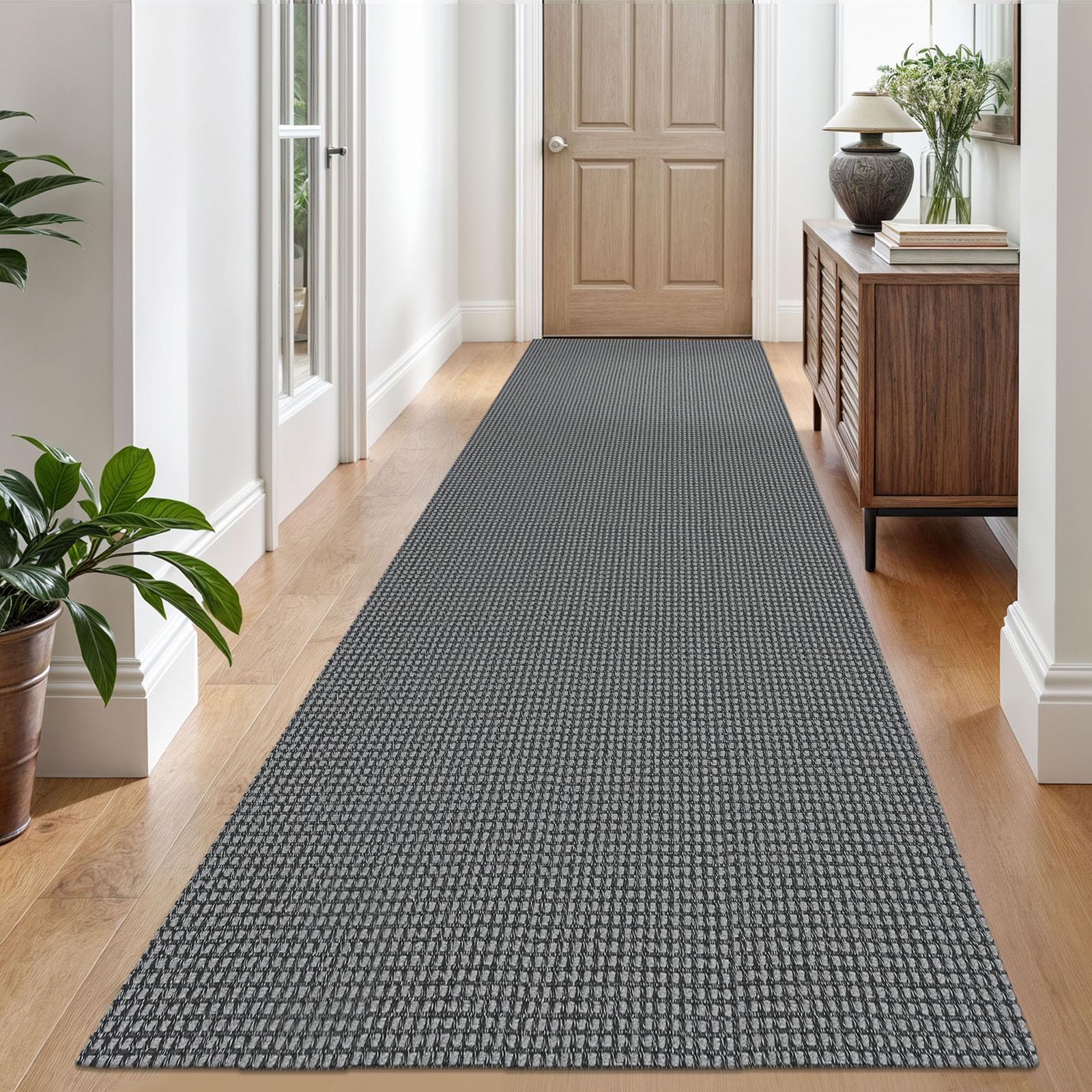 EARTHALL Woven Runner Rug 2x5 Ft Washable Runners for Hallways Cotton Non Slip Rubber Backed Kitchen Runner Braided Indoor Floor Carpet for Entryway, Hallway, Kitchen, Bedroom, Orange/Tan/Brown