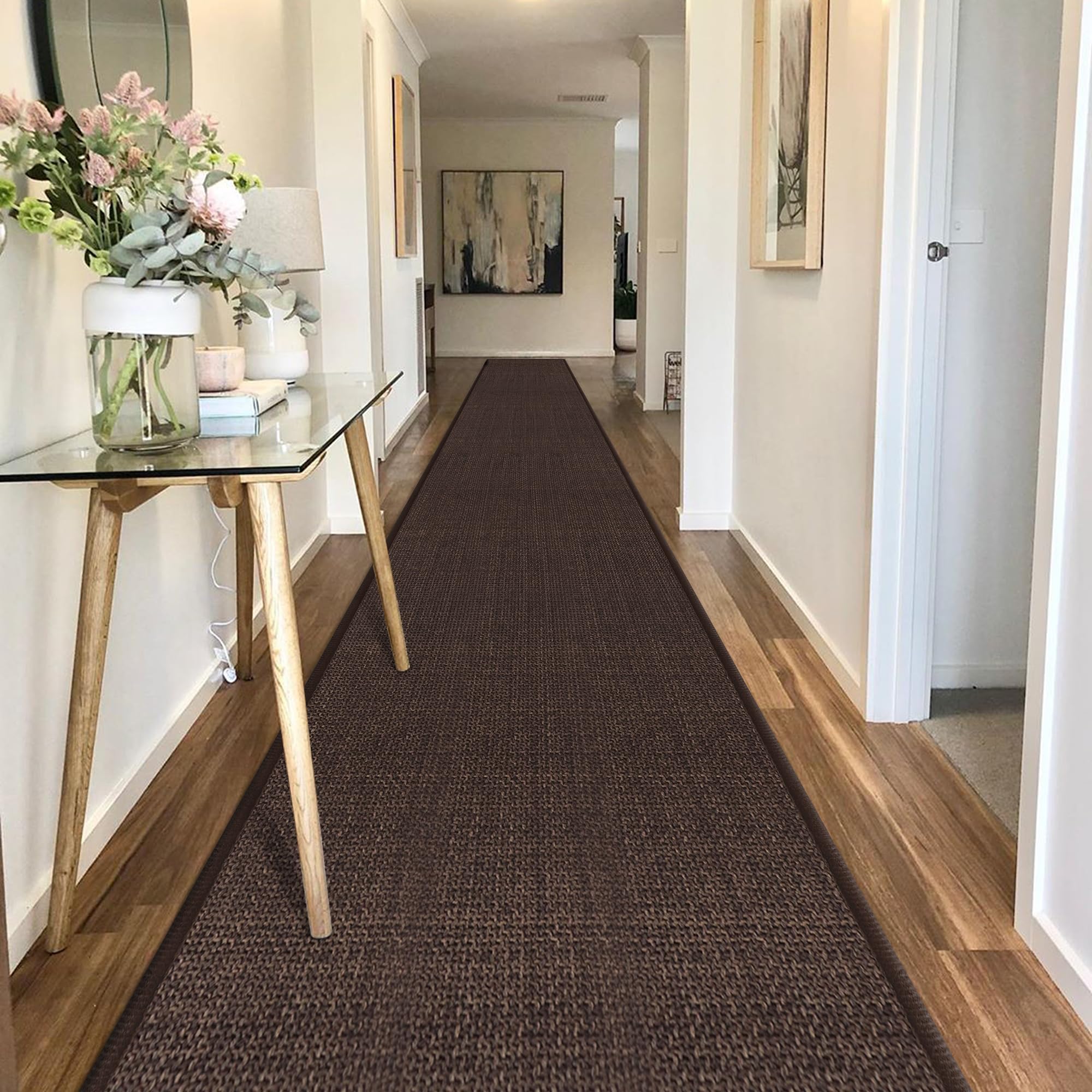 GOYLSER 10 ft Washable Runner Rug Jute Carpet Runner for Hallway, Non Slip Bath Rug Runner Mat, Beige Indoor Runner Rugs for Entryway