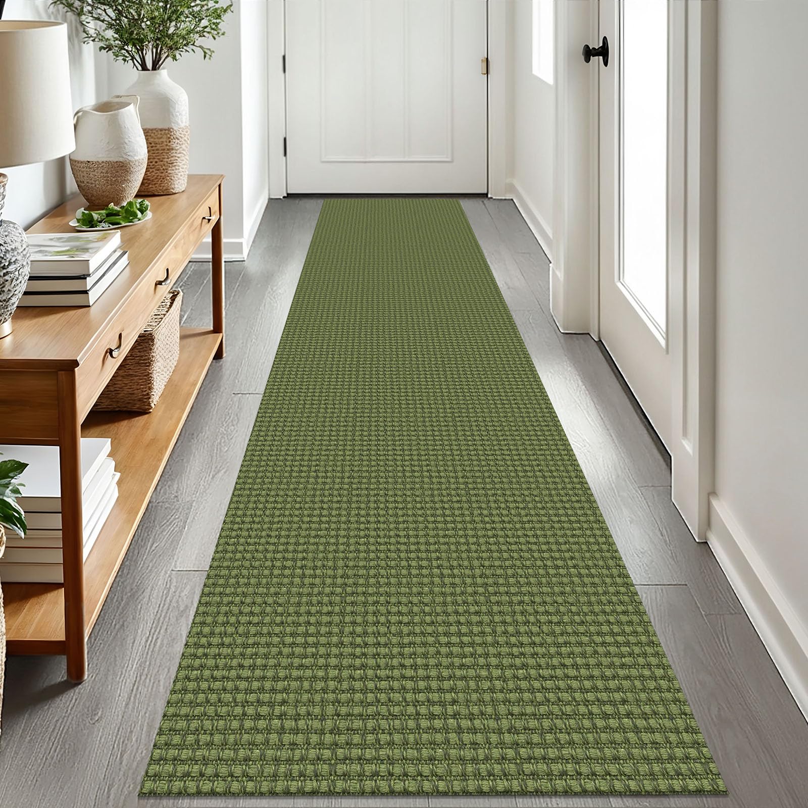 EARTHALL Woven Runner Rug 2x5 Ft Washable Runners for Hallways Cotton Non Slip Rubber Backed Kitchen Runner Braided Indoor Floor Carpet for Entryway, Hallway, Kitchen, Bedroom, Orange/Tan/Brown