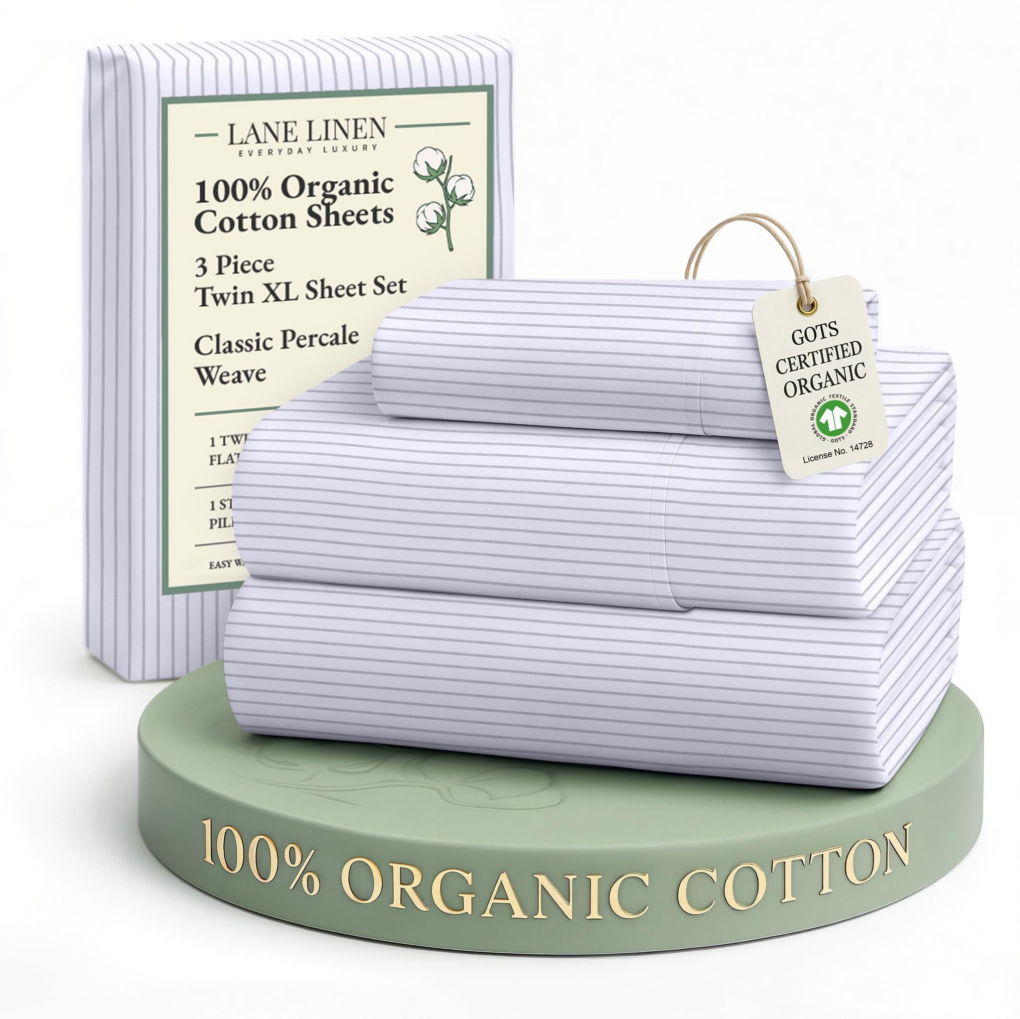 LANE LINEN Eco Friendly 100% Organic Cotton Twin Sheet Set, Hotel Quality Premium Bedding Sheets & Pillowcases Set Twin Size, Soft & Comfy Percale Sheets, Machine Wash Bed Sheets- Sepia Rose