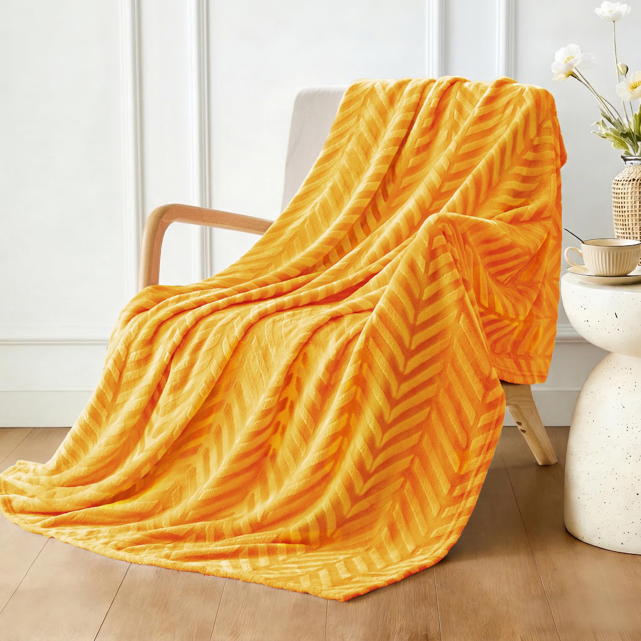 Whale Flotilla Flannel Fleece Throw Blanket for Couch Sofa Bed, Lightweight Breathable Soft Throws Plush Fluffy Chevron Design Decorative Blankets for All Season, 50x60 Inch, Coral