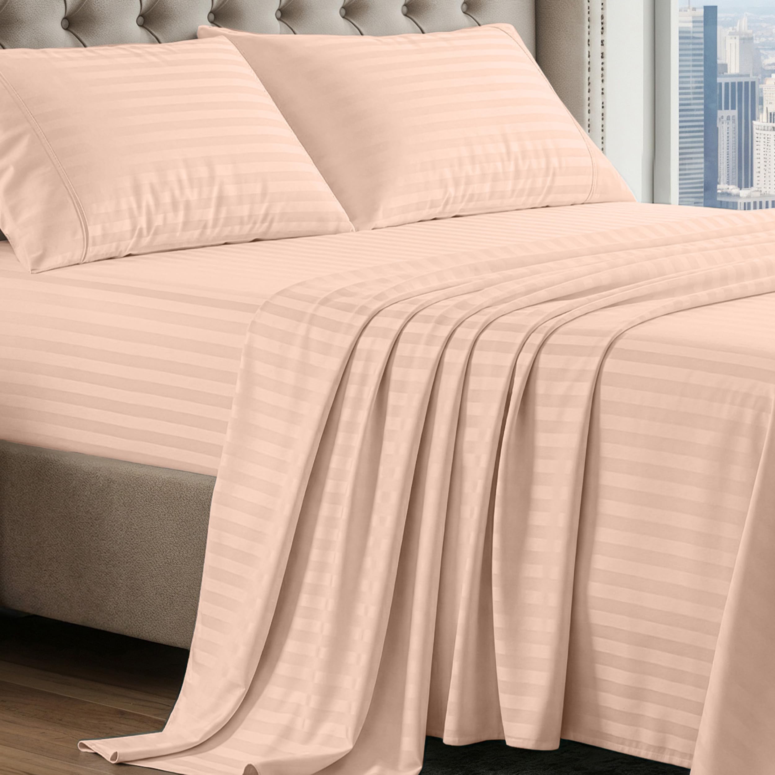 100% Egyptian Cotton Sheets Queen Size - Naturally Cooling & Breathable 4 Piece Silky Sateen Weave Queen Sheet Set, Ultra-Soft & Durable Hotel Luxury Sheets with 15" Snug Fit Deep Pockets - White