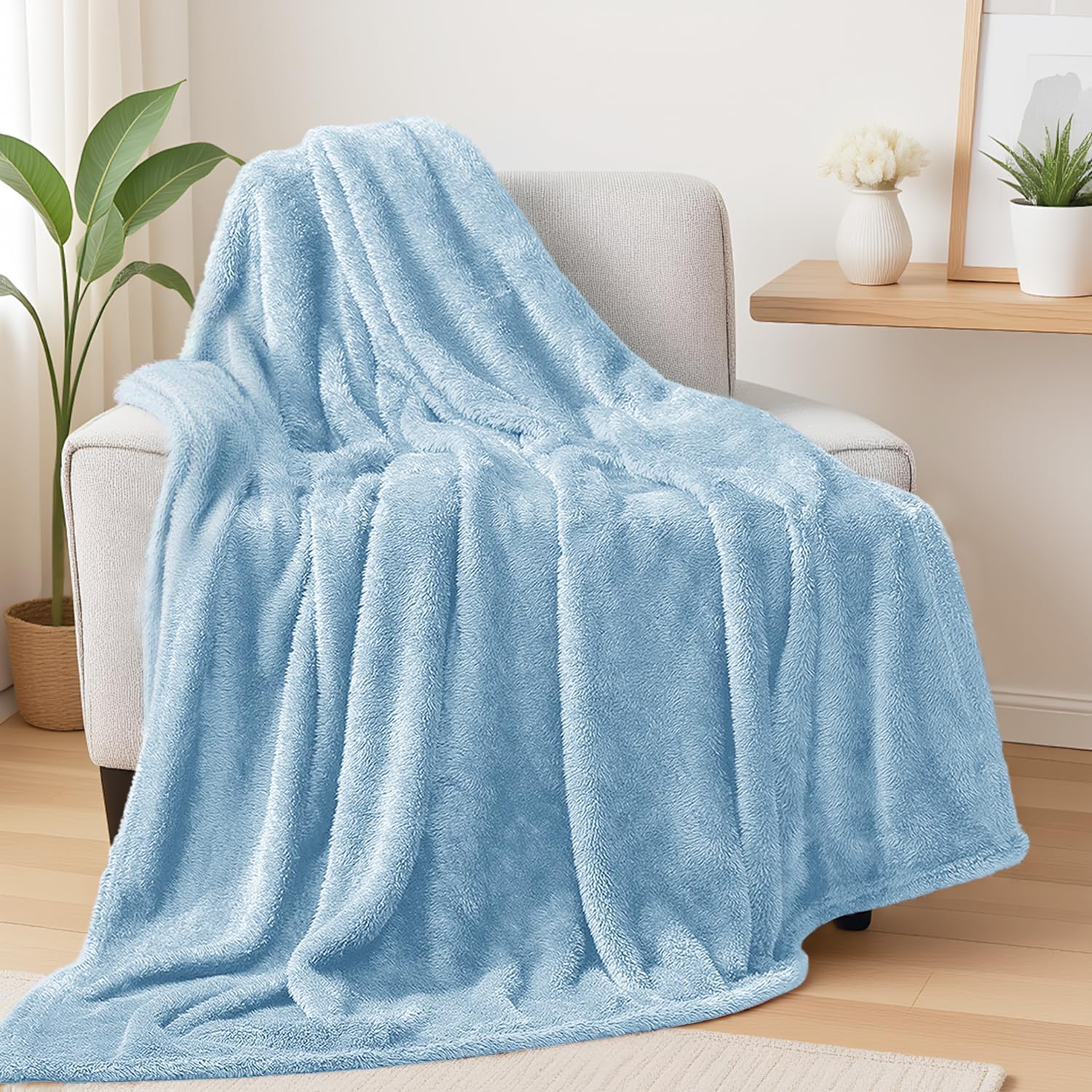 Exclusivo Mezcla Plush Fuzzy Fleece Throw Blanket Extra Large, Super Soft, Fluffy and Warm Blankets for Couch, Bed, All Season Use (50x70 Inches, Pink)