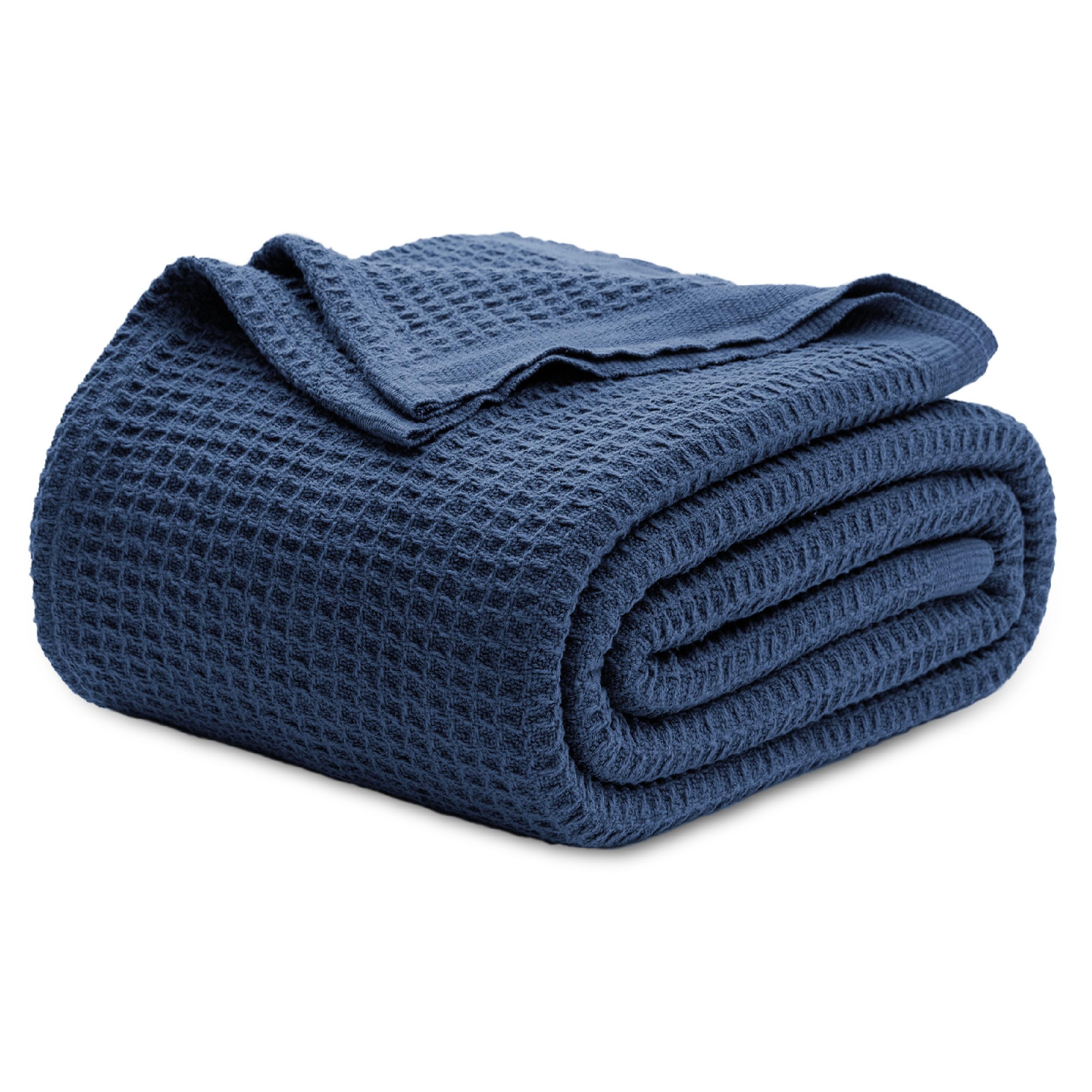 Bedsure Gentlesoft 100% Cotton Blanket Twin XL Size for College Dorm - Cooling Breathable and Soft for Summer, Waffle Weave Twin Blanket for Bed, Dorm Room Essentials, White, 66x90 inches