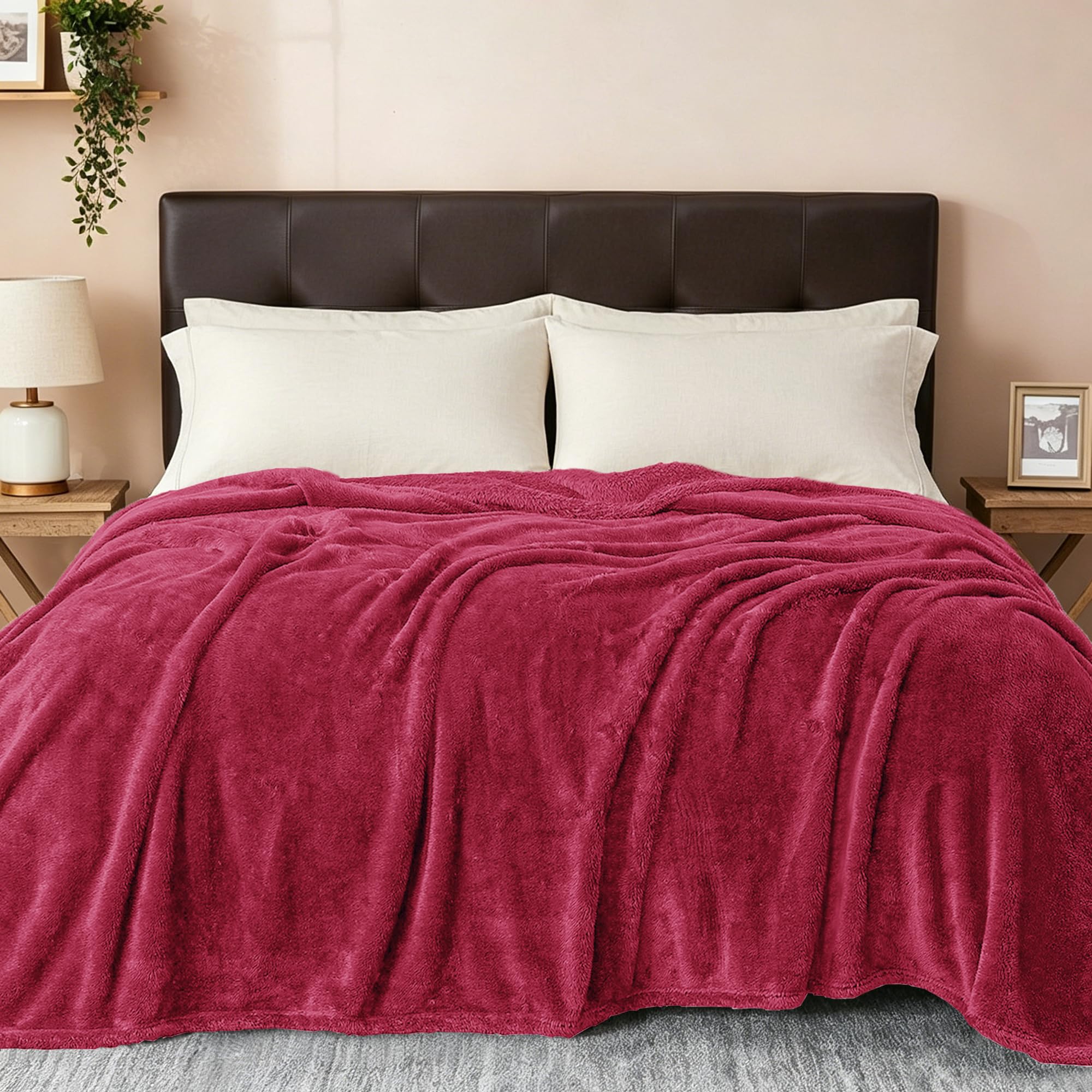 Exclusivo Mezcla Plush Fuzzy Fleece Throw Blanket Extra Large, Super Soft, Fluffy and Warm Blankets for Couch, Bed, All Season Use (50x70 Inches, Pink)