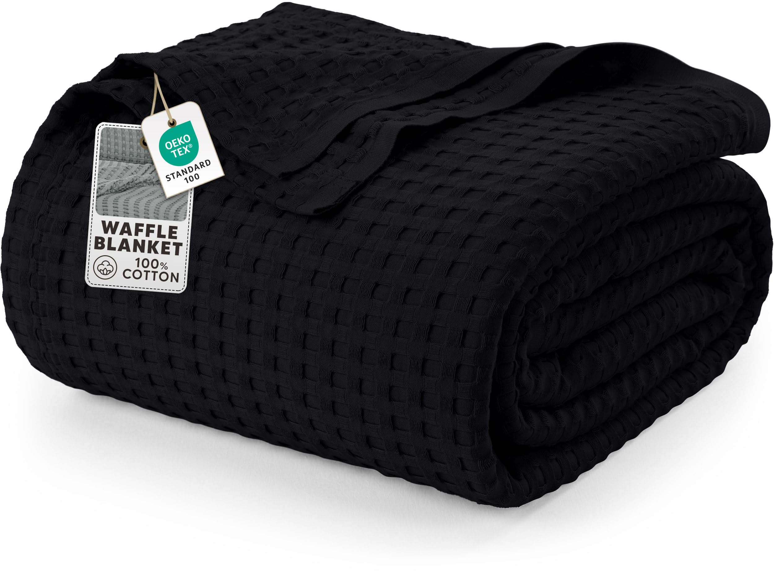 Utopia Bedding 100% Cotton Waffle Weave Blanket Queen Size for Bed - Lightweight, Breathable Summer Blankets Soft and Cozy, Gifts for Women Home Room Decor (White, 90x90 Inch)